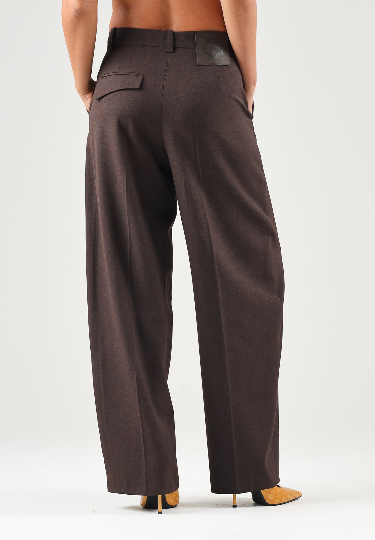 PINKO pantaloni BALBINO Marrone Oltre da donna con gamba ampia. 107712A3MS M04 PINKO