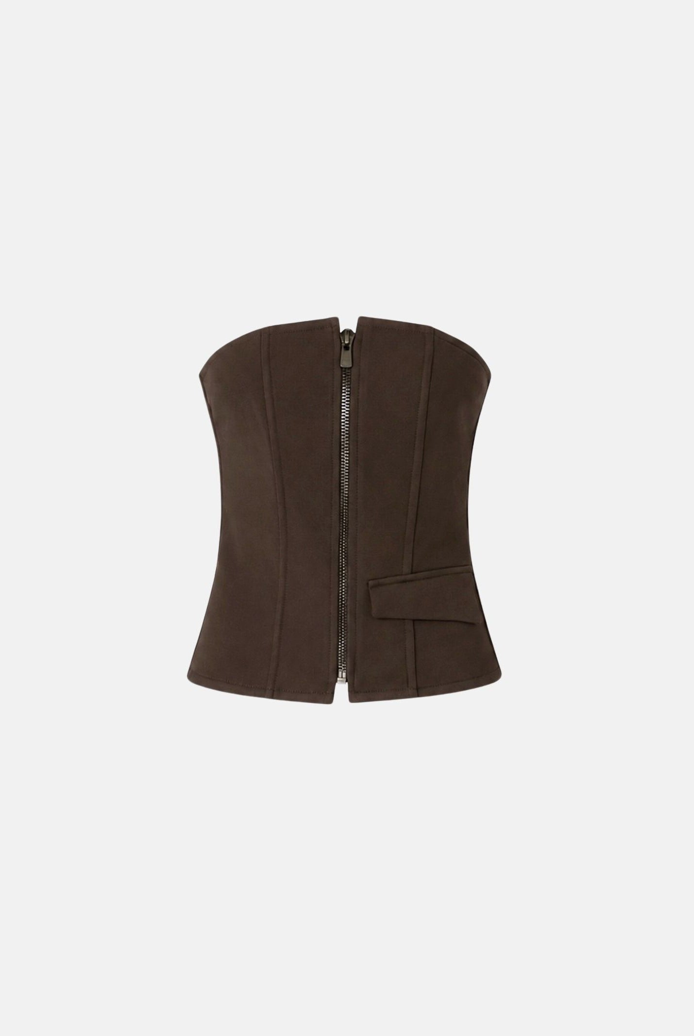 PINKO Top corsetto con zip frontale marrone da donna 107717A3MS M04 PINKO