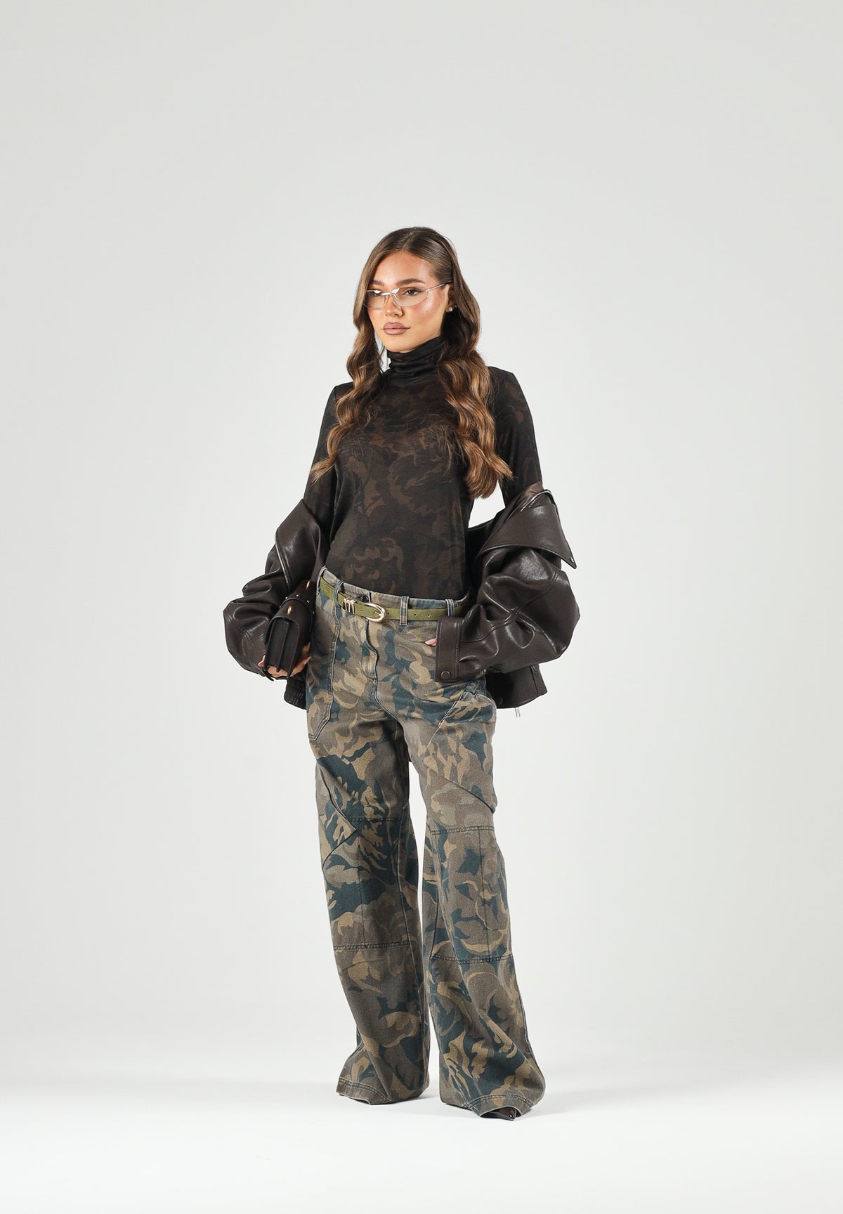 PINKO Dolcevita BRENDOLA multiverde-nero da donna con stampa camouflage floreale all over. 107735A3MT SD3 PINKO