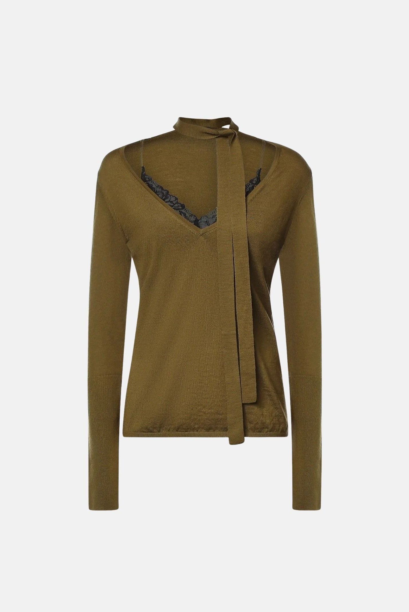 PINKO Maglia SOFFIO SWEATER Verde Lucertola, verde oliva, donna. 107775A3O1 V63 PINKO