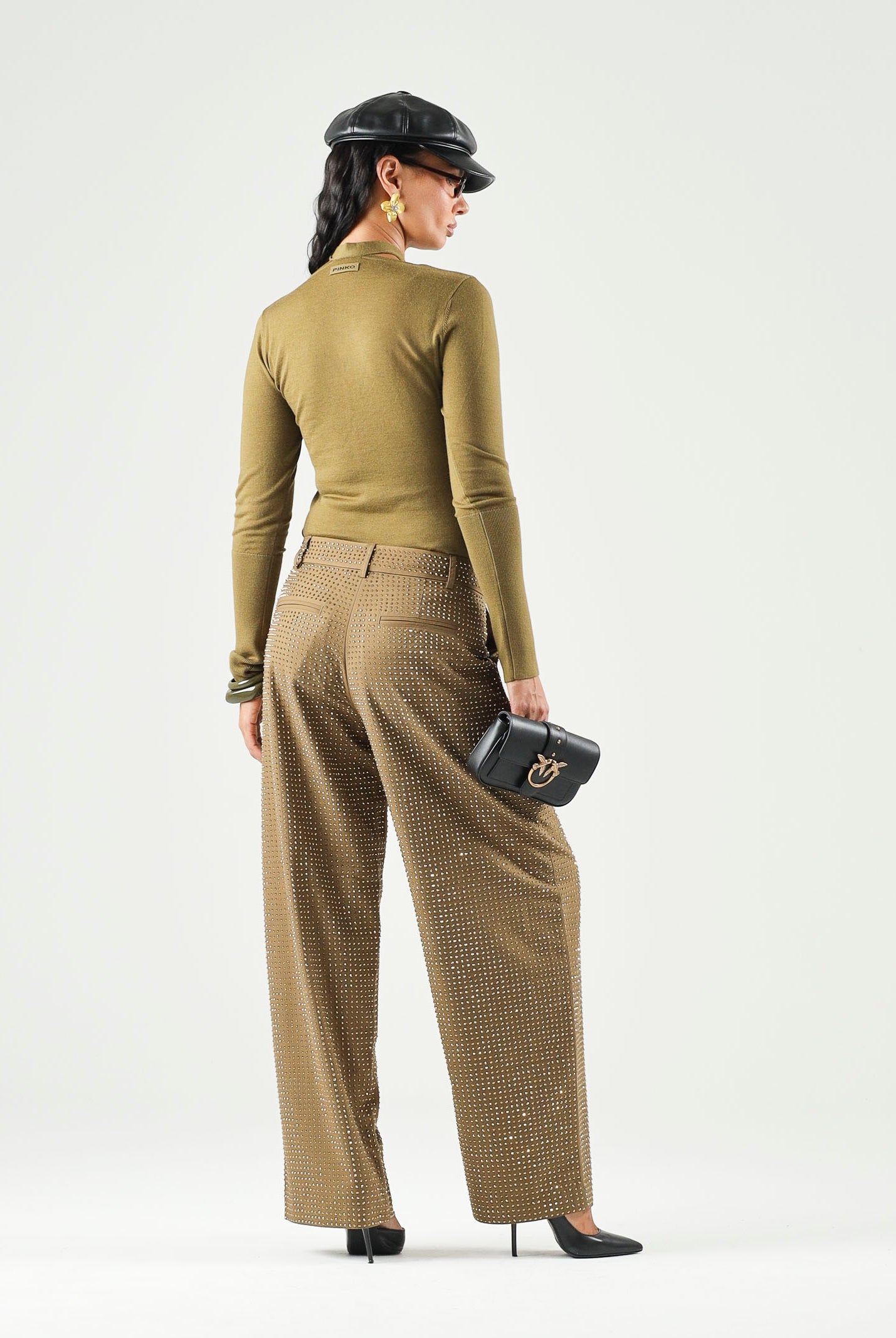 PINKO Maglia SOFFIO SWEATER Verde Lucertola, verde oliva, donna. 107775A3O1 V63 PINKO