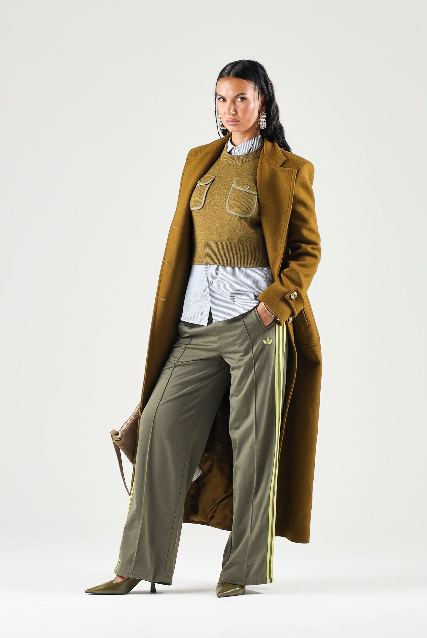 PINKO Verici Cappotto lungo misto lana verde abete da donna con bottoni Love Birds.<BR/> 107783A3O3 V62 PINKO