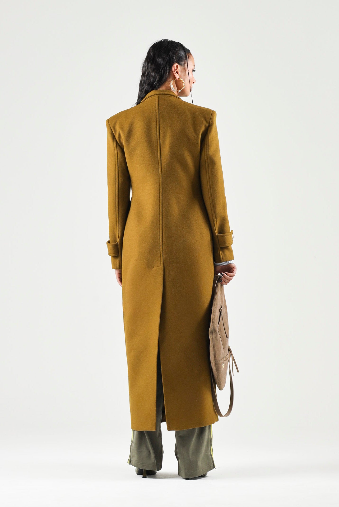 PINKO Verici Cappotto lungo misto lana verde abete da donna con bottoni Love Birds.<BR/> 107783A3O3 V62 PINKO