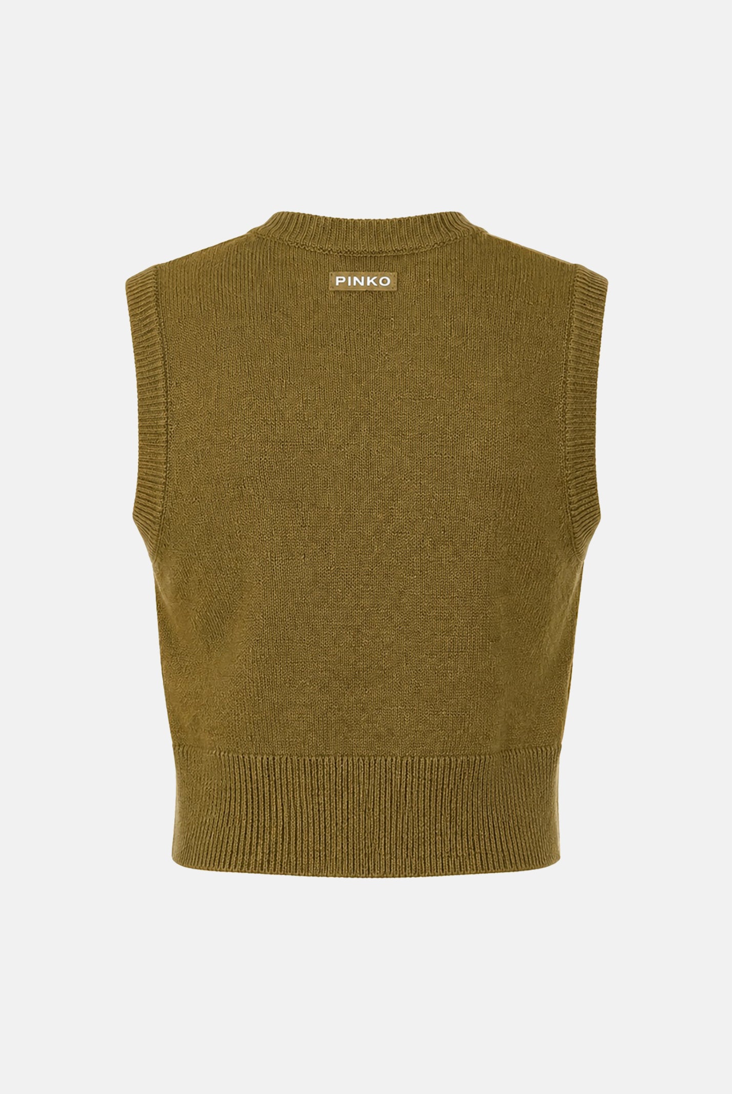 PINKO Gilet BELATO in maglia verde lucertola da donna con tasche applicate 107799A3OH V63 PINKO