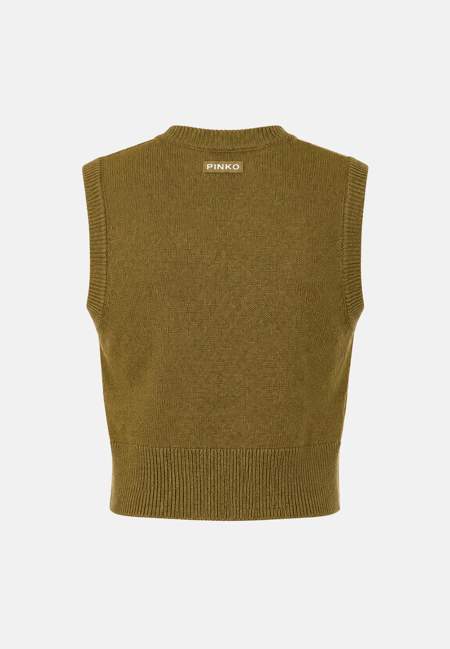 PINKO Gilet BELATO in maglia verde lucertola da donna con tasche applicate 107799A3OH V63 PINKO