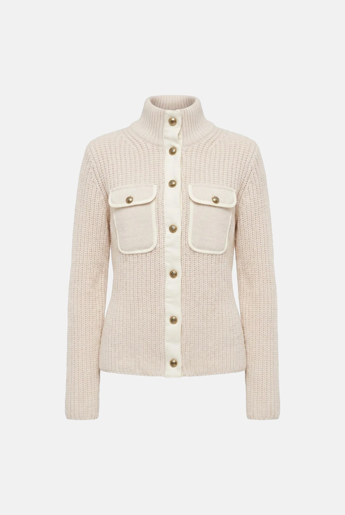 PINKO Cardigan PISPIGLIO bianco purezza per donna con bottoni metallici e taschini frontali 107802A3OH Z06 PINKO