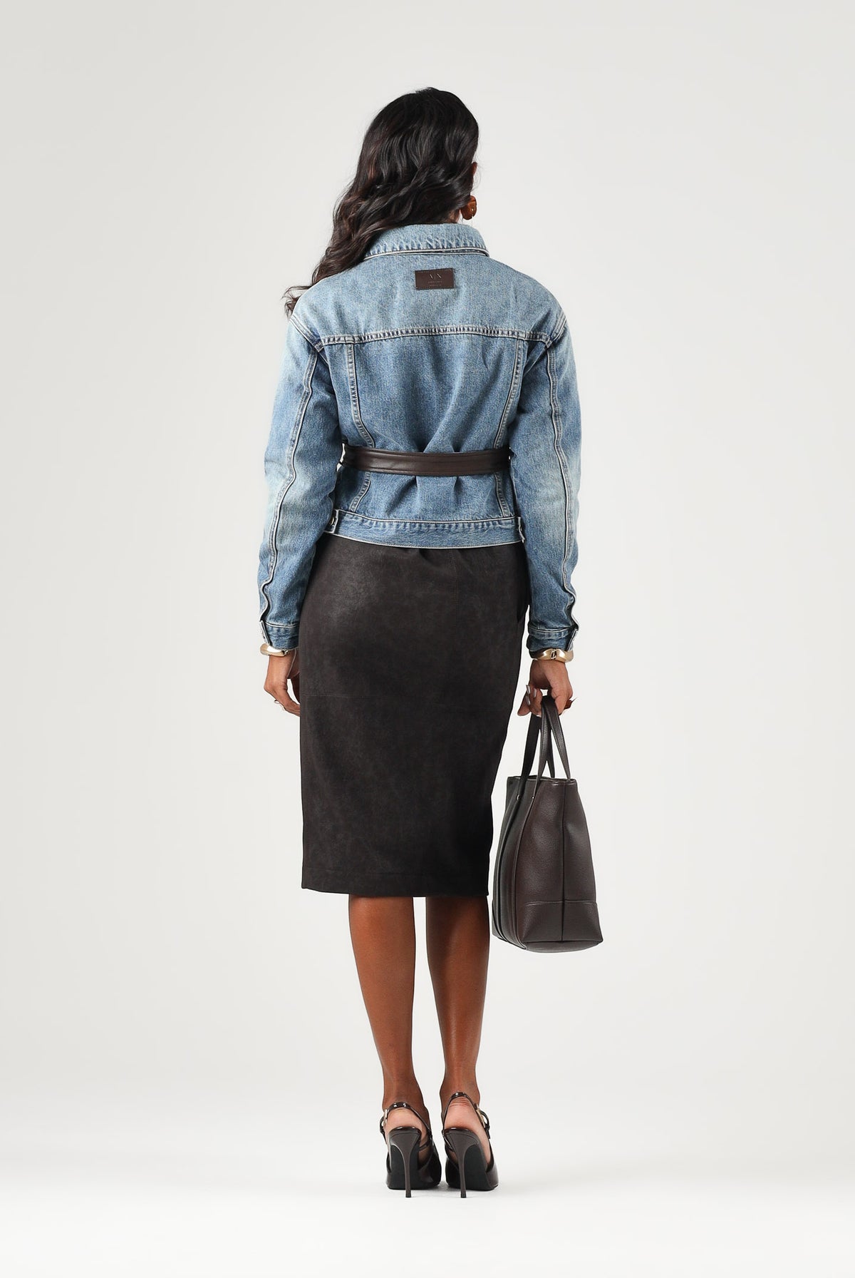 PINKO Gonna midi MONTIANO marrone oltre per donna con spacco frontale e zip con tiralampo Love Birds. 107806A3MD M04 PINKO
