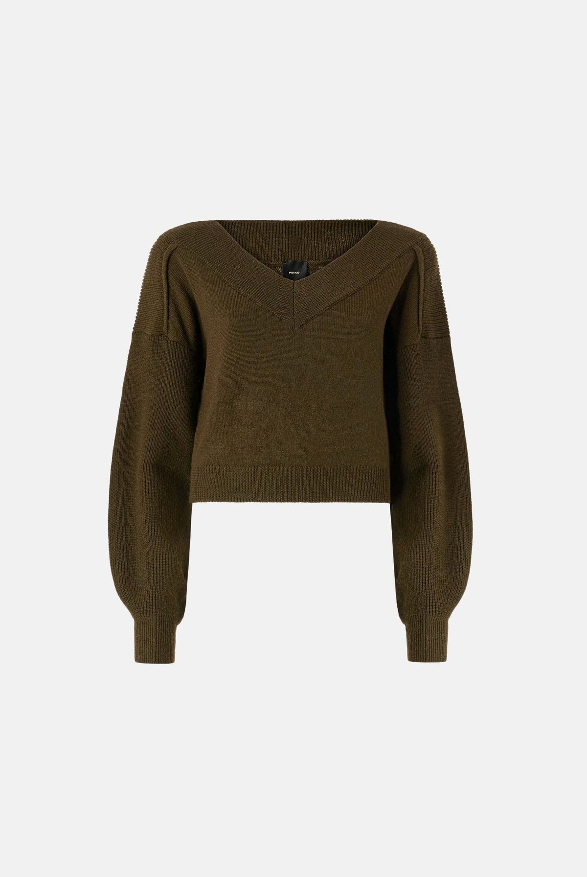 PINKO Maglia con scollo a V RINGHIO PULL verde militare, da donna. 107874A3P4 X18 PINKO