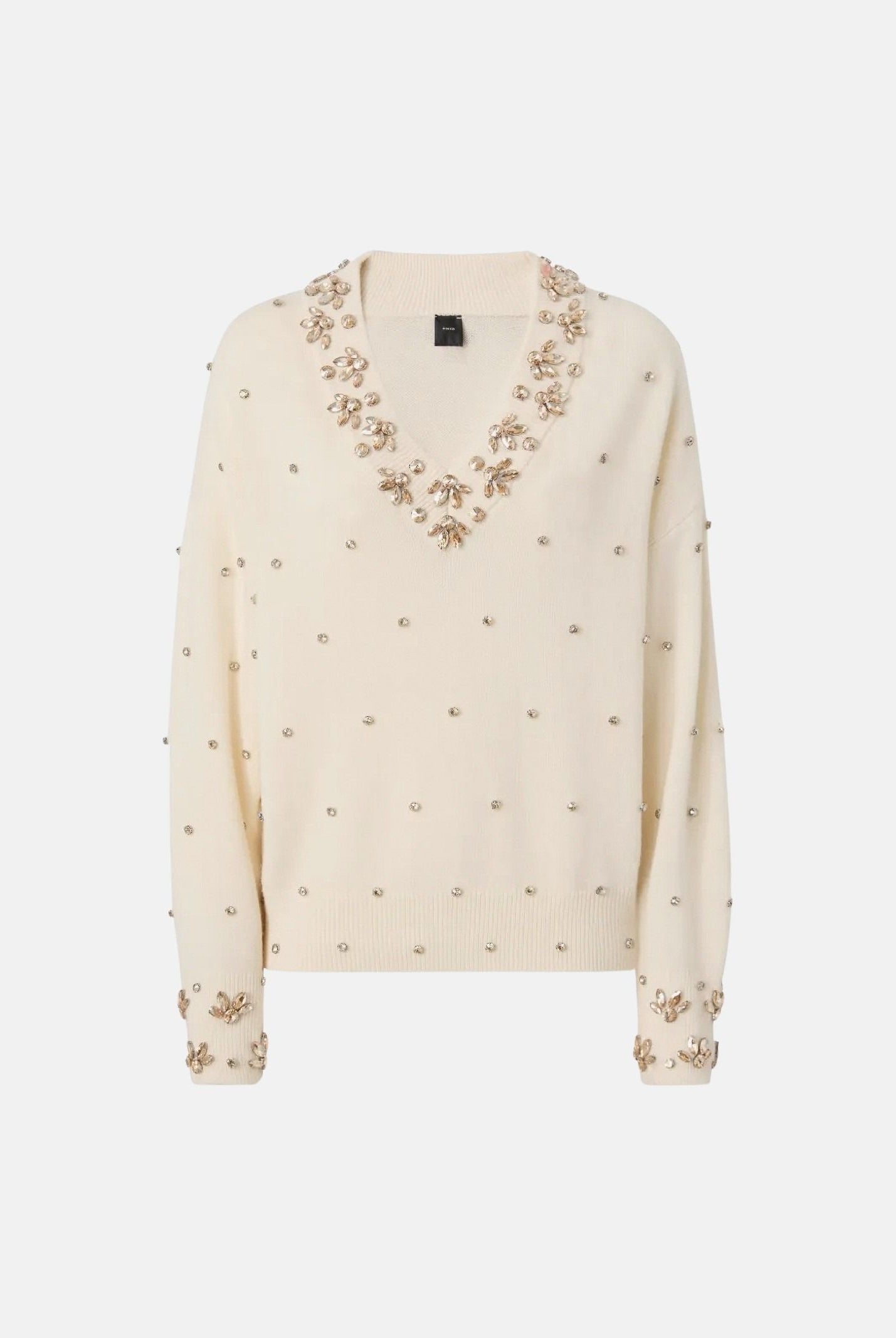 PINKO Maglia PIGOLIO bianco purezza da donna con applicazioni 107878A3P5 Z06 PINKO