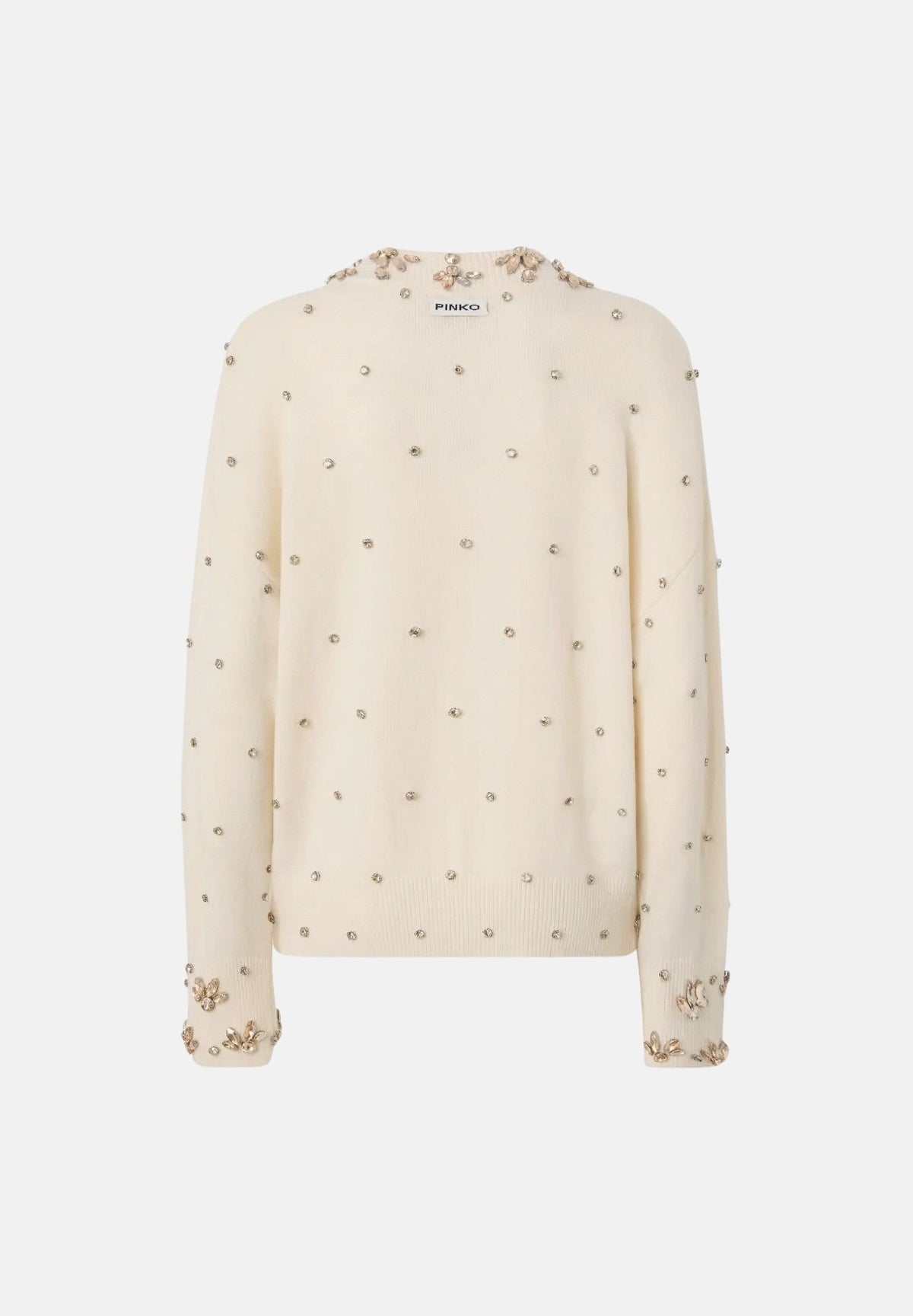 PINKO Maglia PIGOLIO bianco purezza da donna con applicazioni 107878A3P5 Z06 PINKO