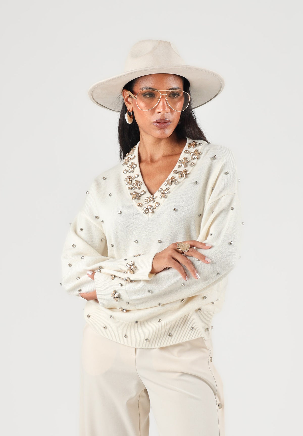 PINKO Maglia PIGOLIO bianco purezza da donna con applicazioni 107878A3P5 Z06 PINKO