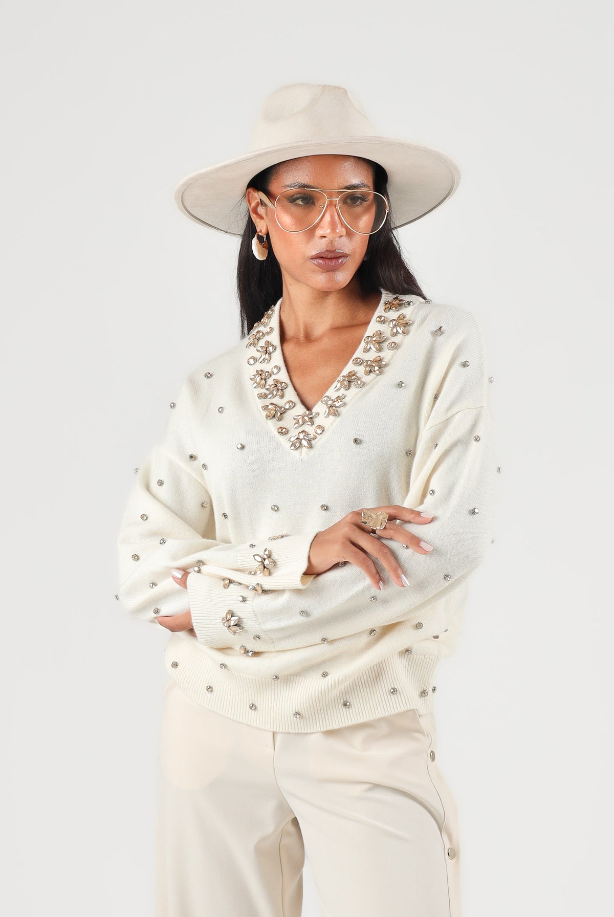 PINKO Maglione PIGOLIO bianco purezza da donna con applicazioni 107878A3P5 Z06 PINKO