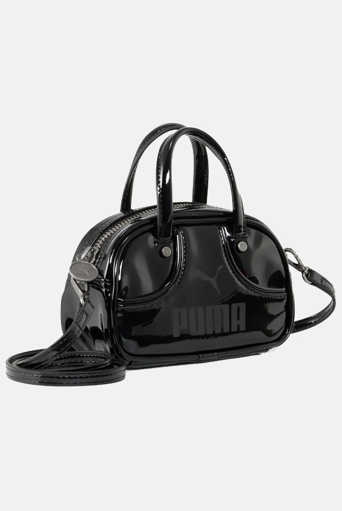 PUMA Borsa mini a mano nera per donna con doppi manici, tracolla regolabile e finitura lucida. 091824 02 PUMA