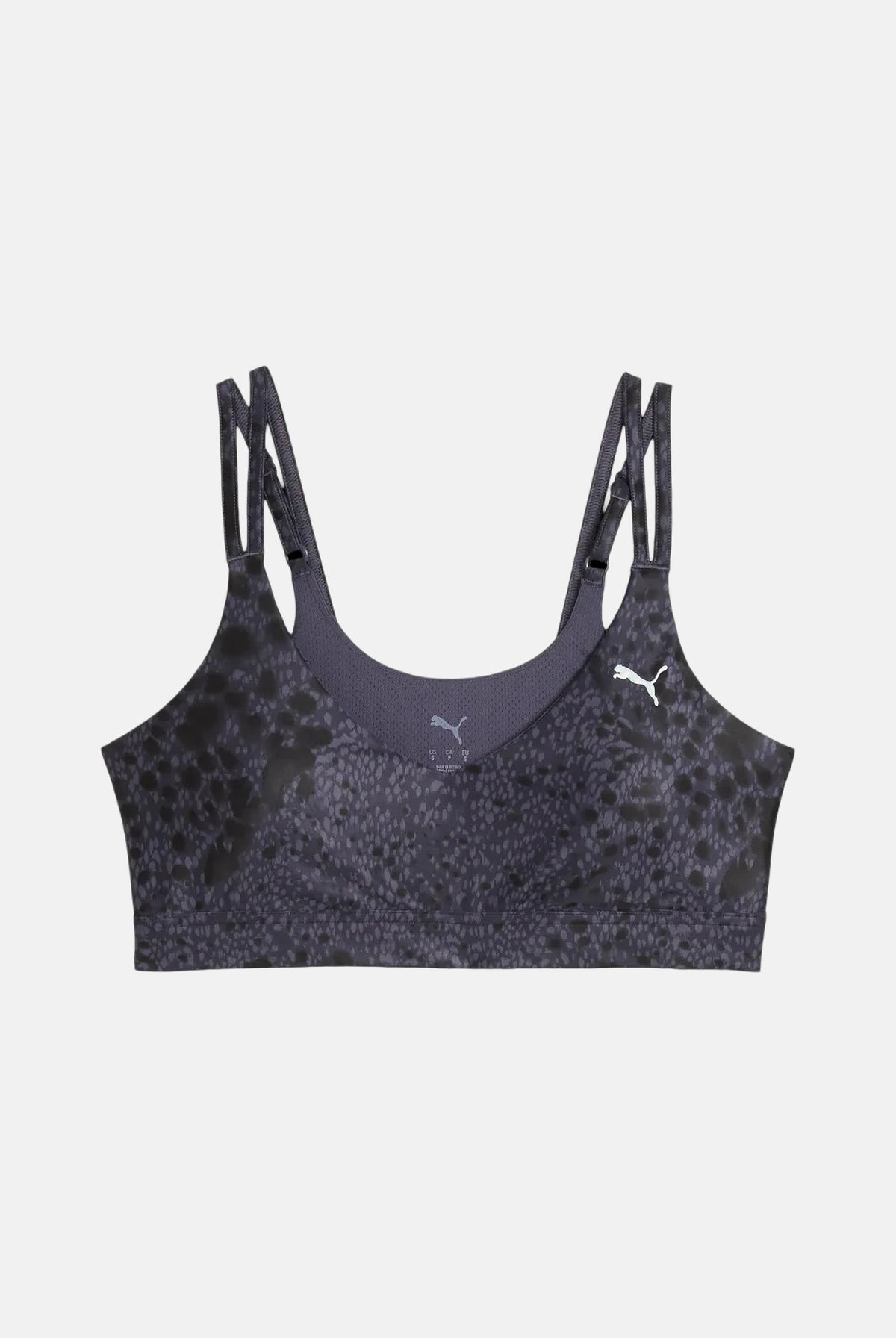 PUMA Top sportivo grigio da donna con motivo astratto sfumato e spalline incrociate. 529159 35 PUMA