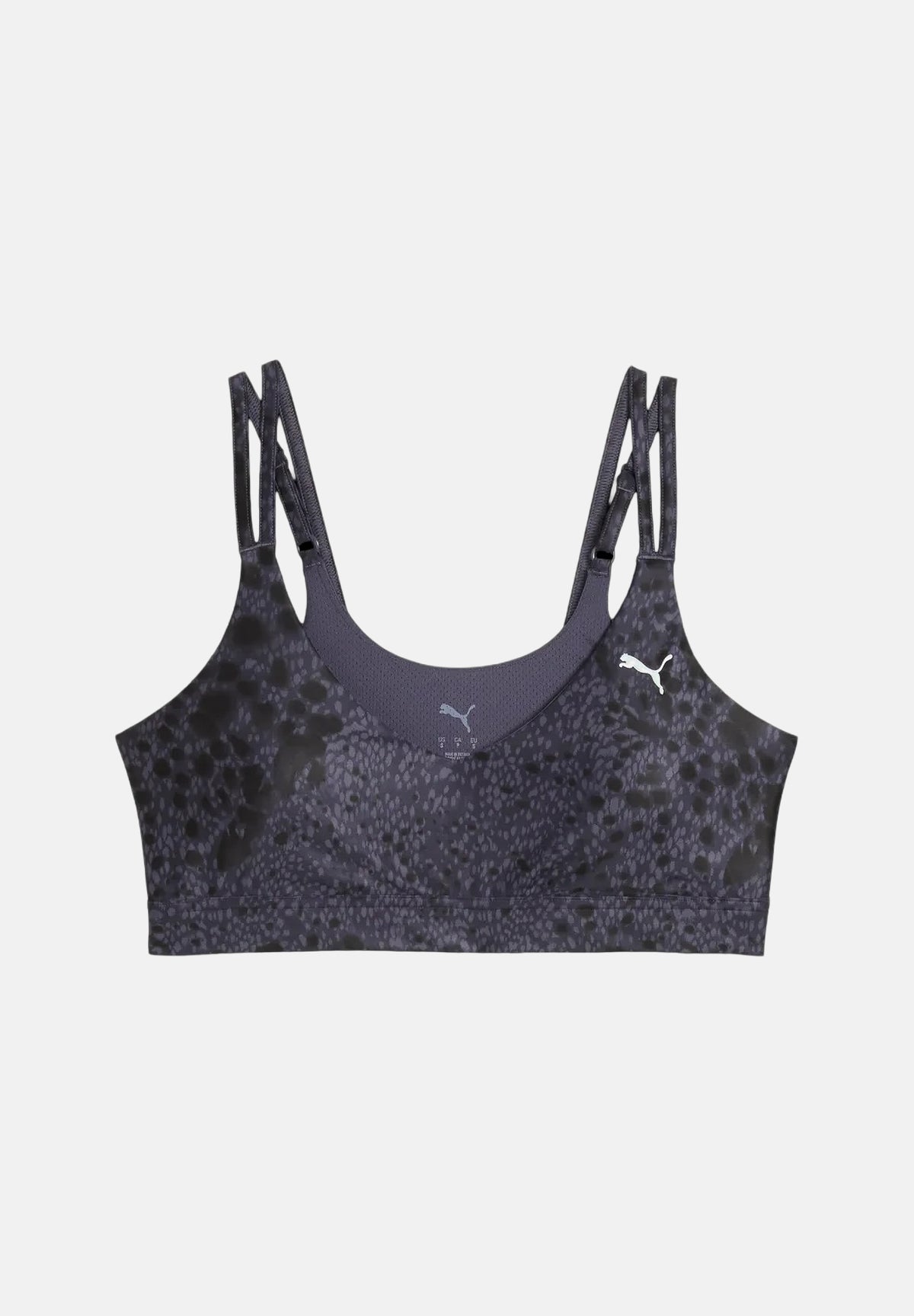 PUMA Top sportivo grigio da donna con motivo astratto sfumato e spalline incrociate. 529159 35 PUMA