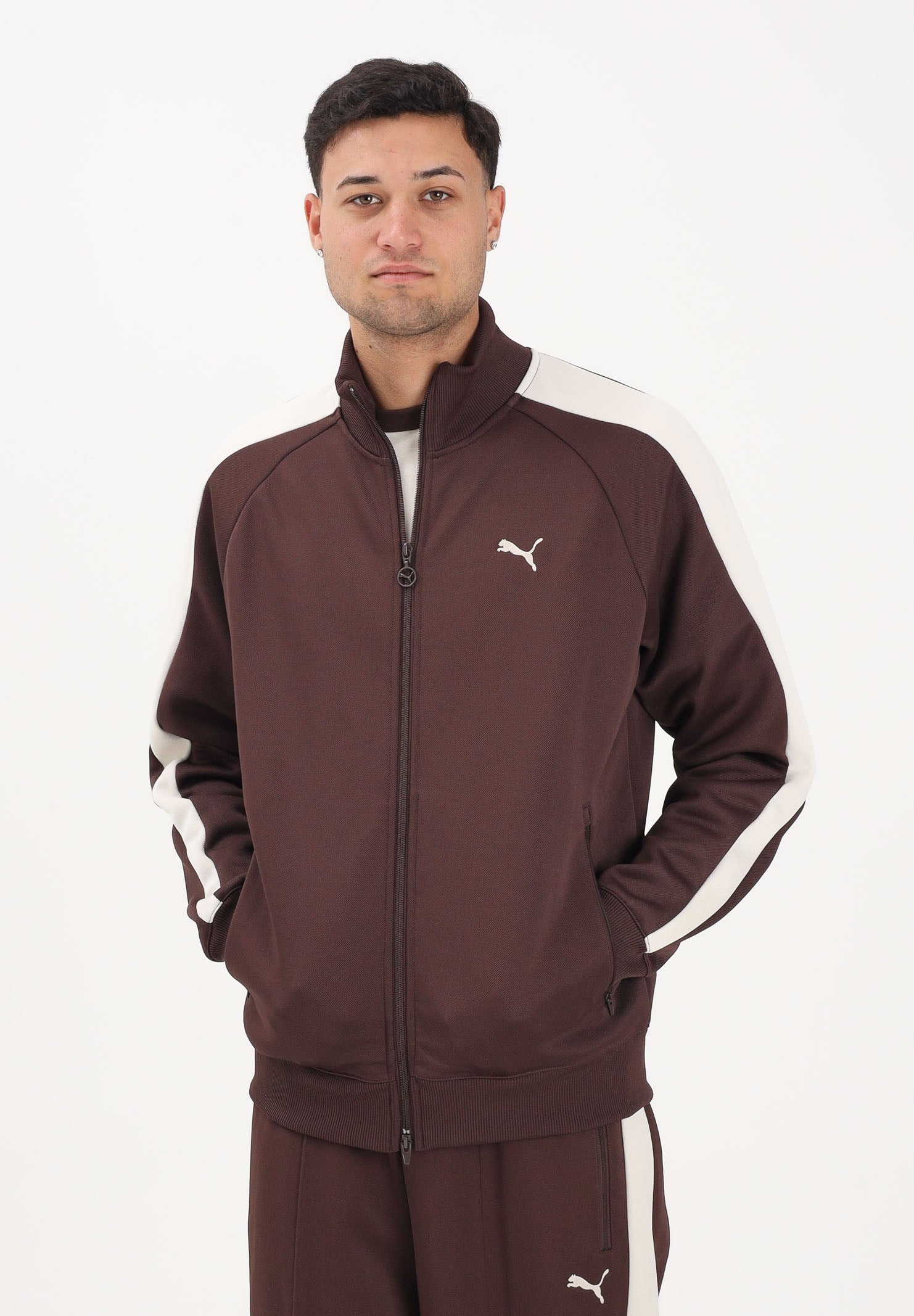 PUMA Felpa con zip T7 ALWAYS ON marrone da uomo 629587 31 PUMA