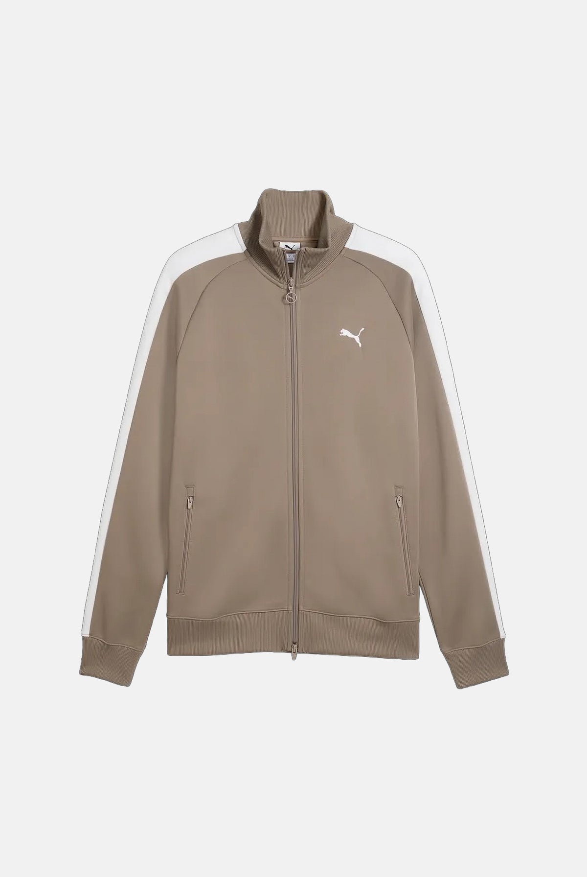PUMA Felpa con zip T7 ALWAYS ON beige per uomo con bande laterali a contrasto. 629587 81 PUMA