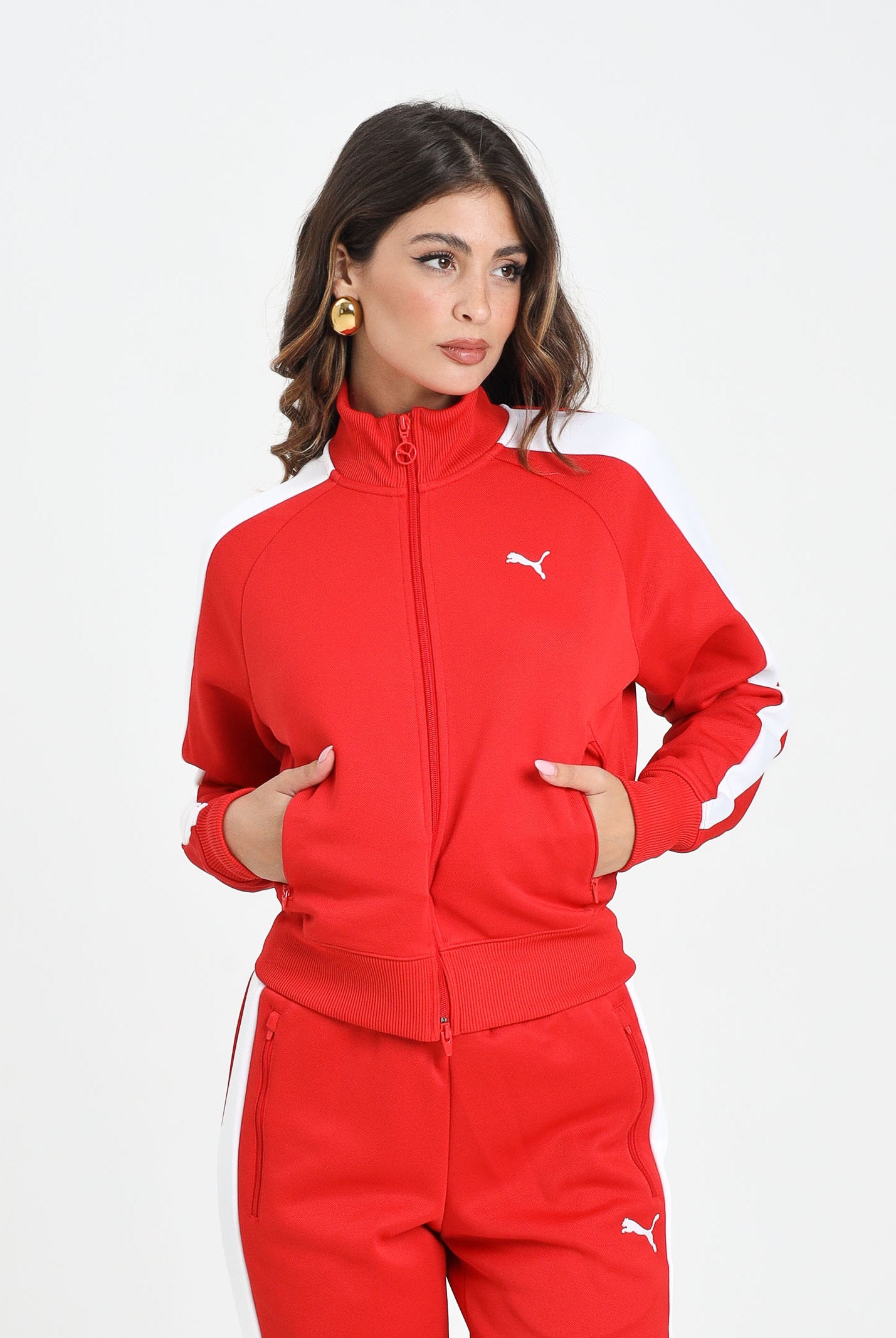 PUMA Felpa con zip T7 ALWAYS ON rossa da donna 629796 11 PUMA