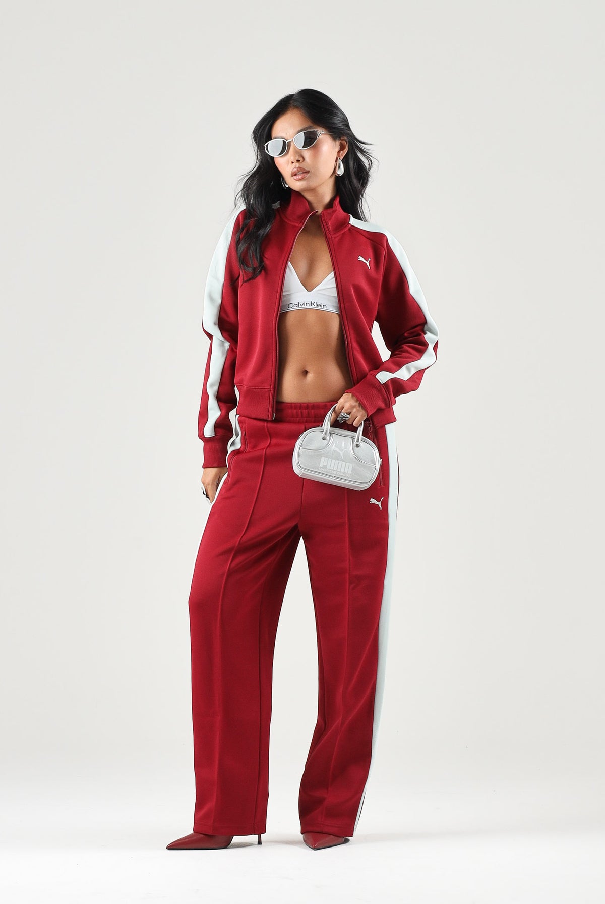PUMA Felpa con zip T7 ALWAYS ON rossa da donna con chiusura a doppio cursore 629796 23 PUMA