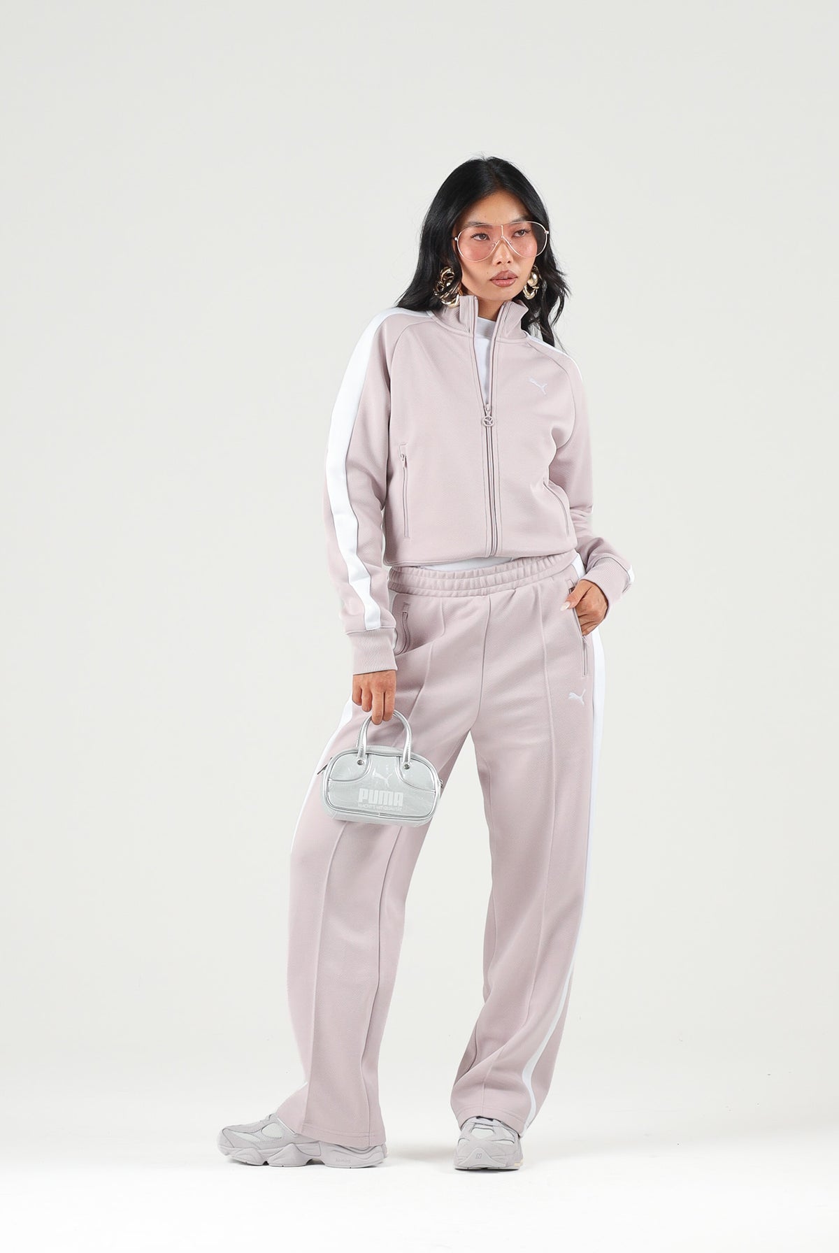 PUMA Felpa con zip T7 ALWAYS ON rosa da donna con chiusura a doppio cursore 629796 58 PUMA