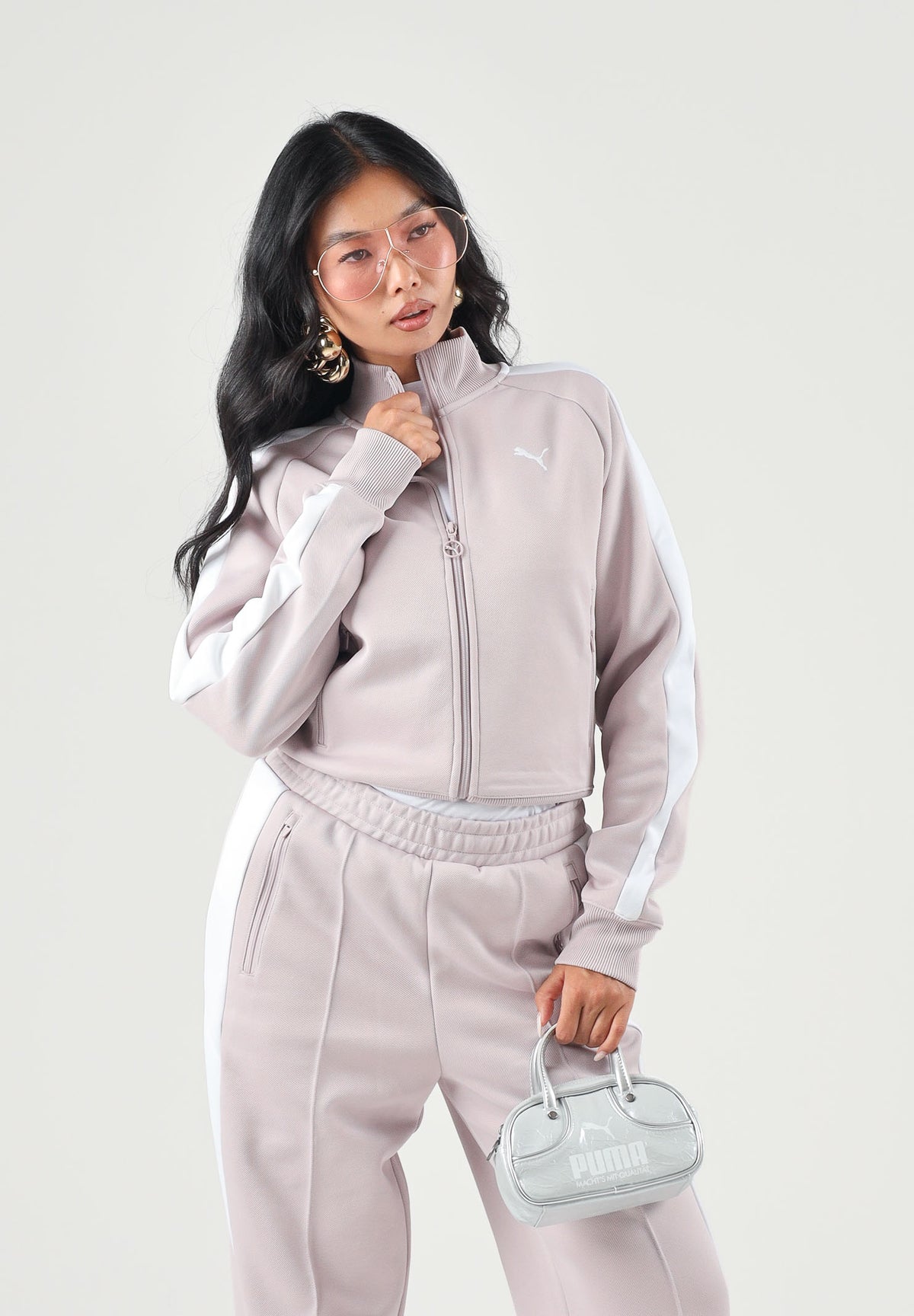 PUMA Felpa con zip rosa da donna con chiusura a doppio cursore 629796 58 PUMA