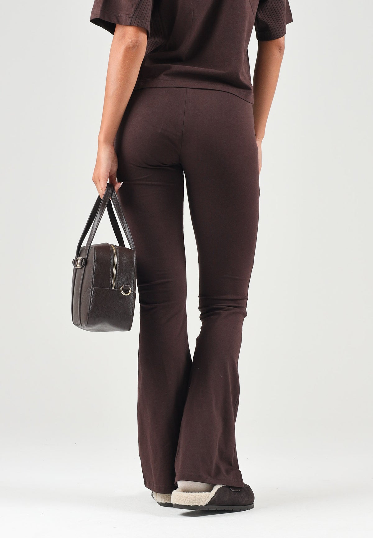 PUMA Leggings FLARED brown per donna a vita alta con fondo svasato a zampa e logo cat. 631542 33 PUMA