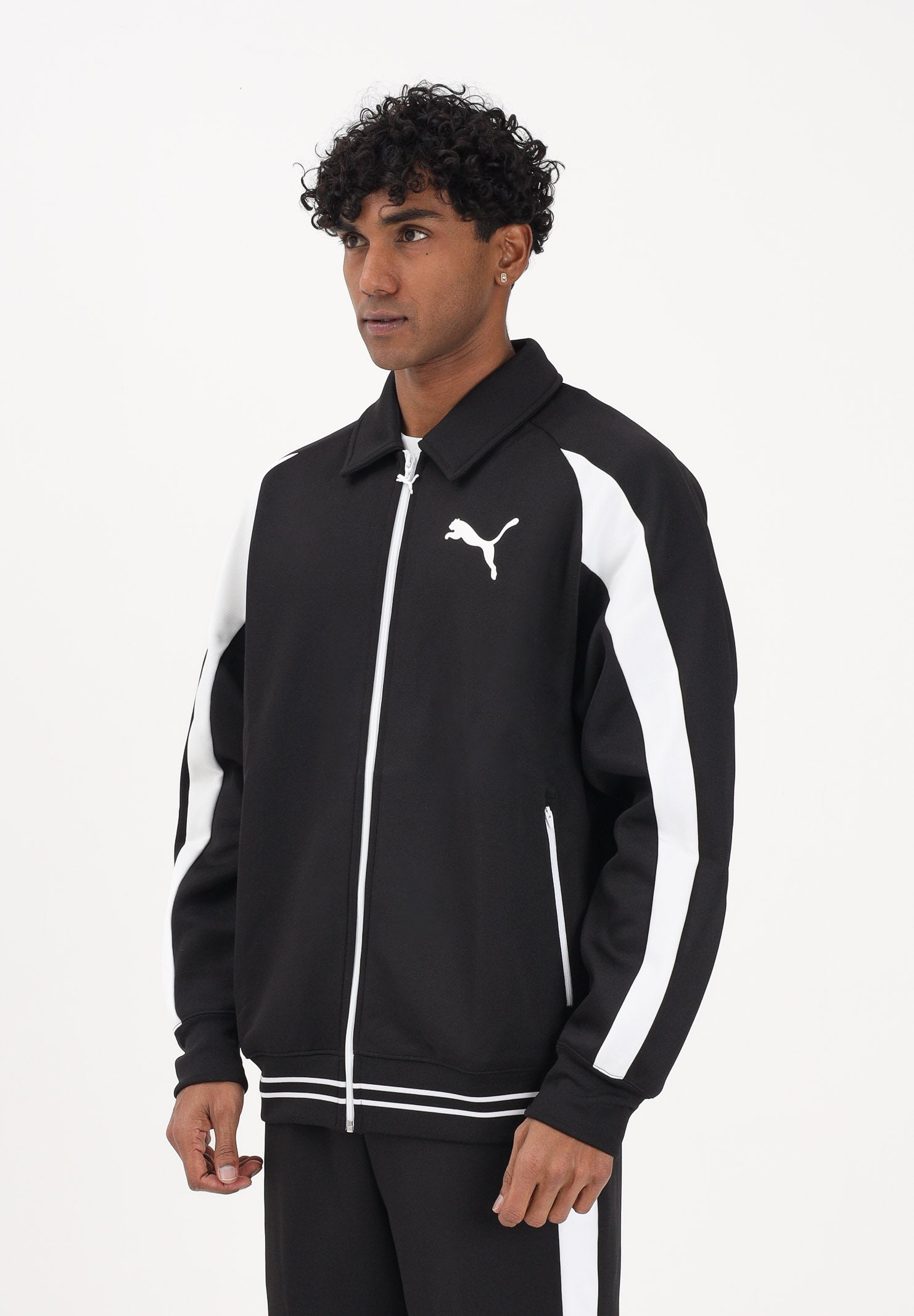 PUMA Felpa con zip T7 Big Cat nera da uomo 634400 01 PUMA