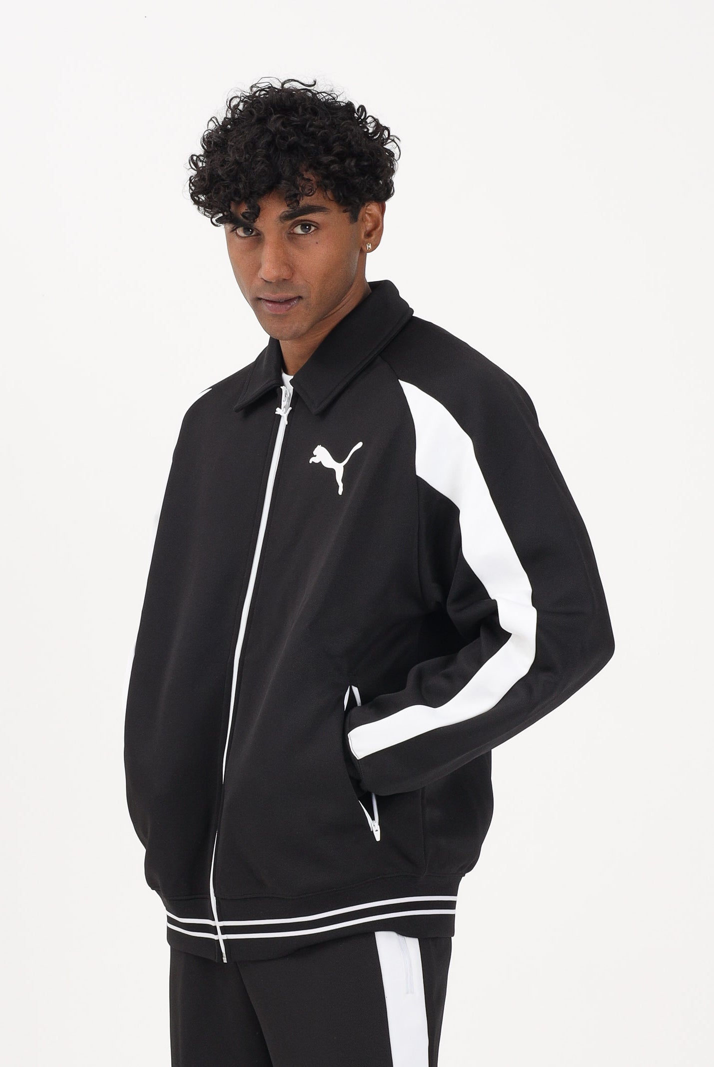 PUMA Felpa con zip T7 Big Cat nera da uomo 634400 01 PUMA