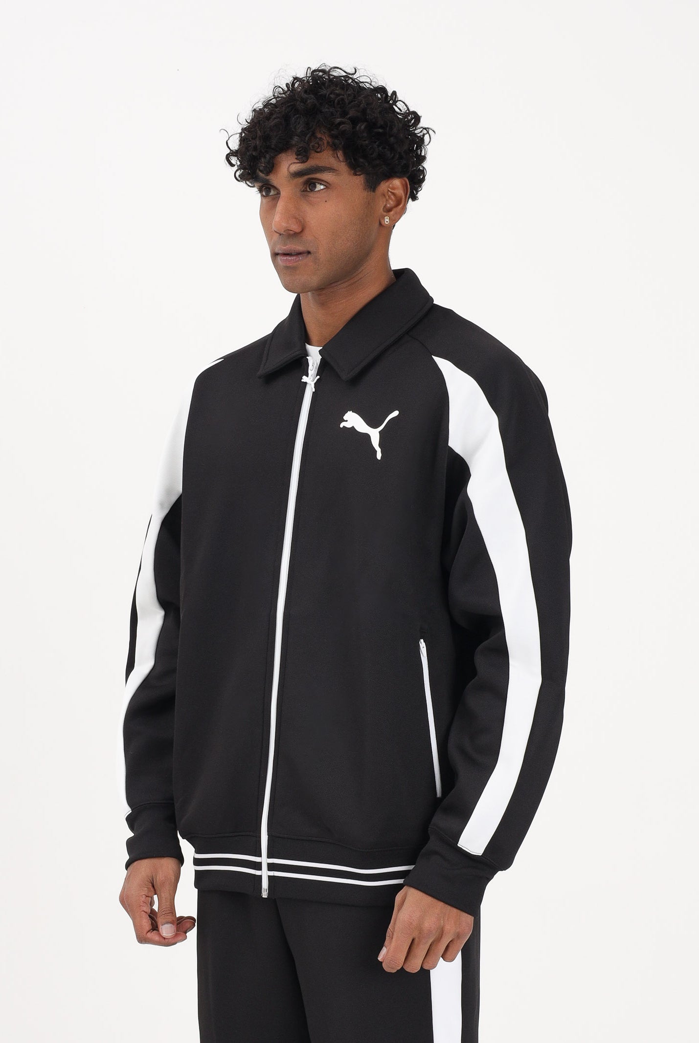 PUMA Felpa con zip T7 Big Cat nera da uomo 634400 01 PUMA