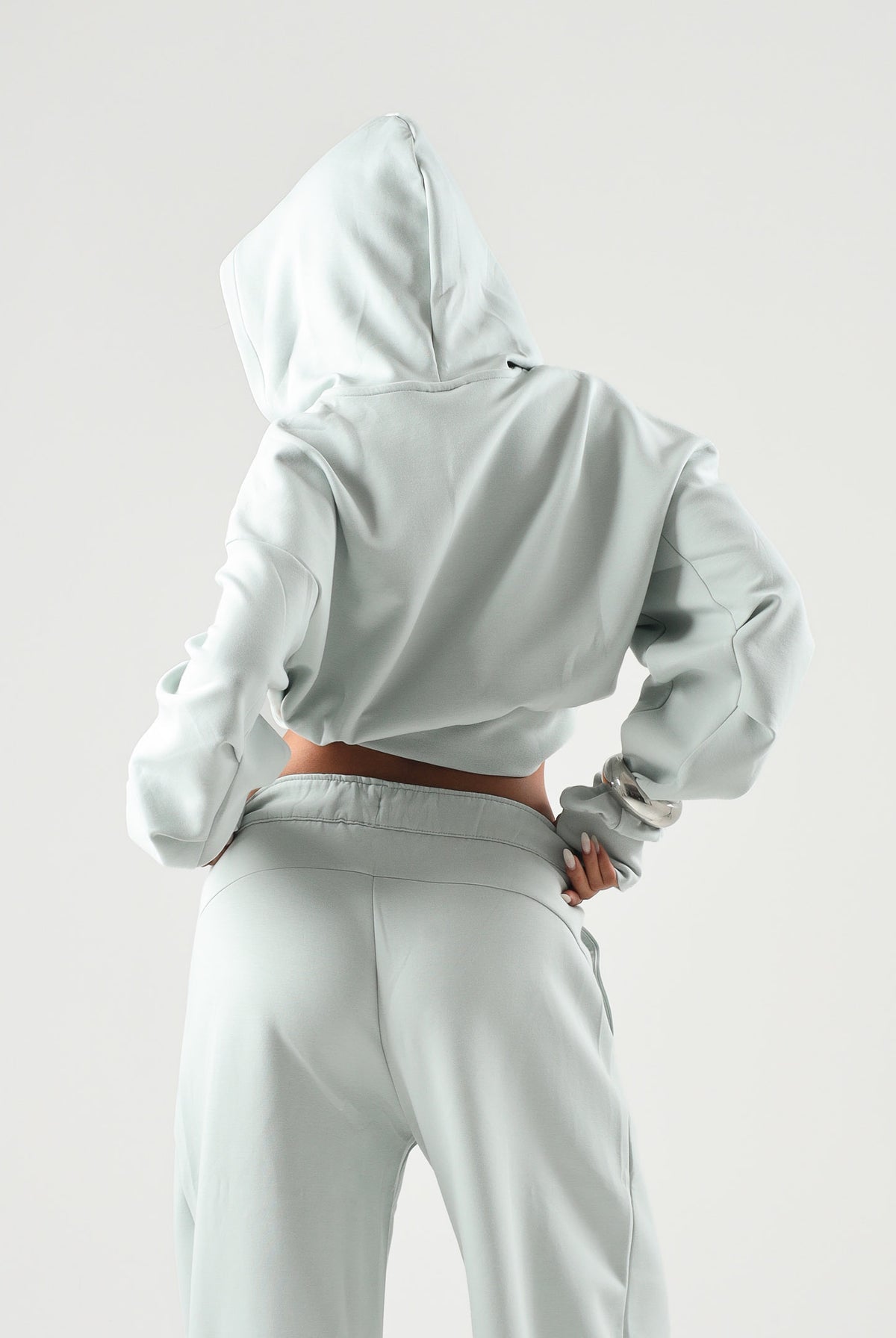 PUMA Felpa con zip PUMATECH verde salvia per donna con cappuccio e taglio cropped 634571 29 PUMA