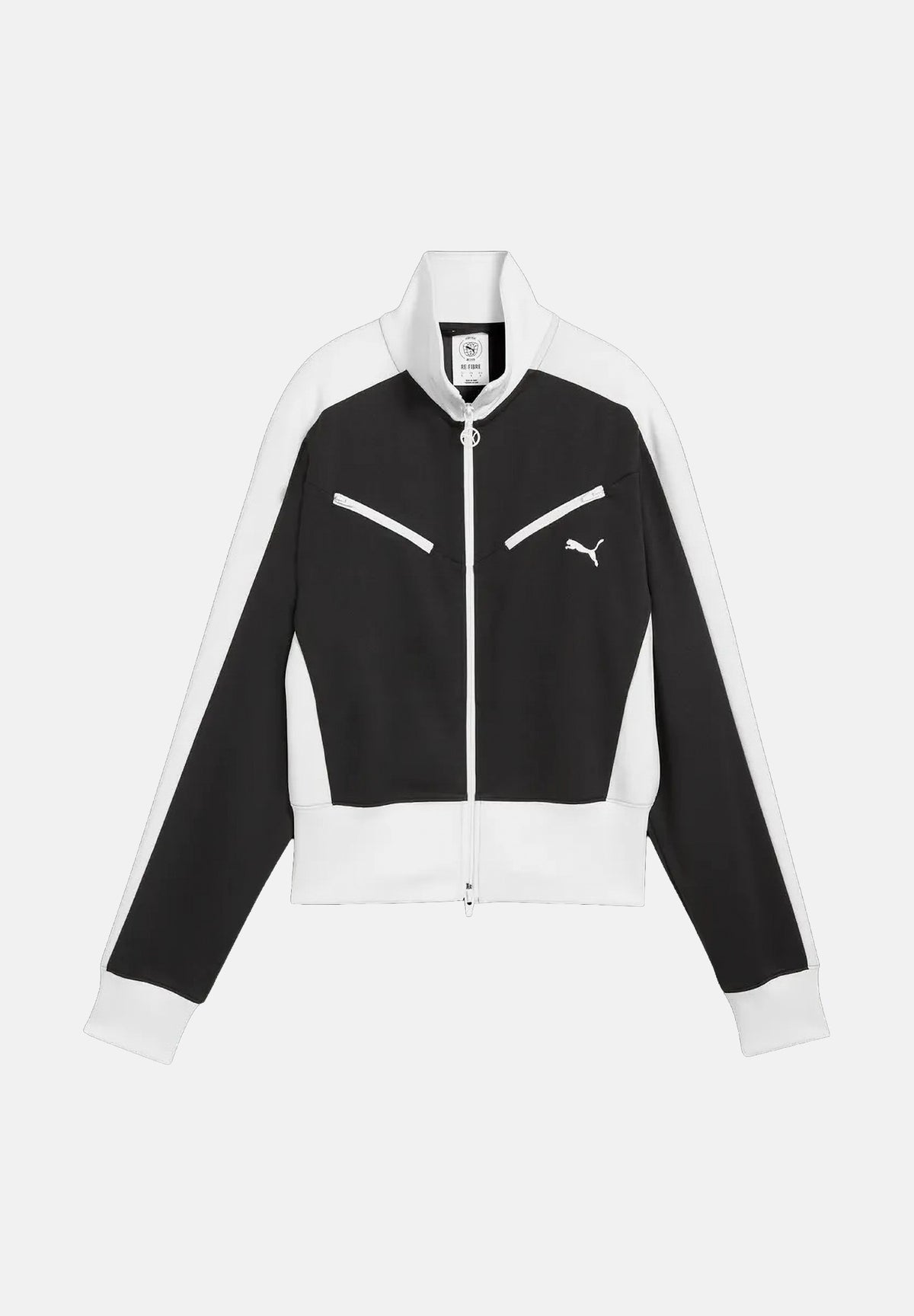 PUMA Felpa con zip T7 RETRO TRACK nero da donna con pannelli T7 a contrasto 636625 01 PUMA