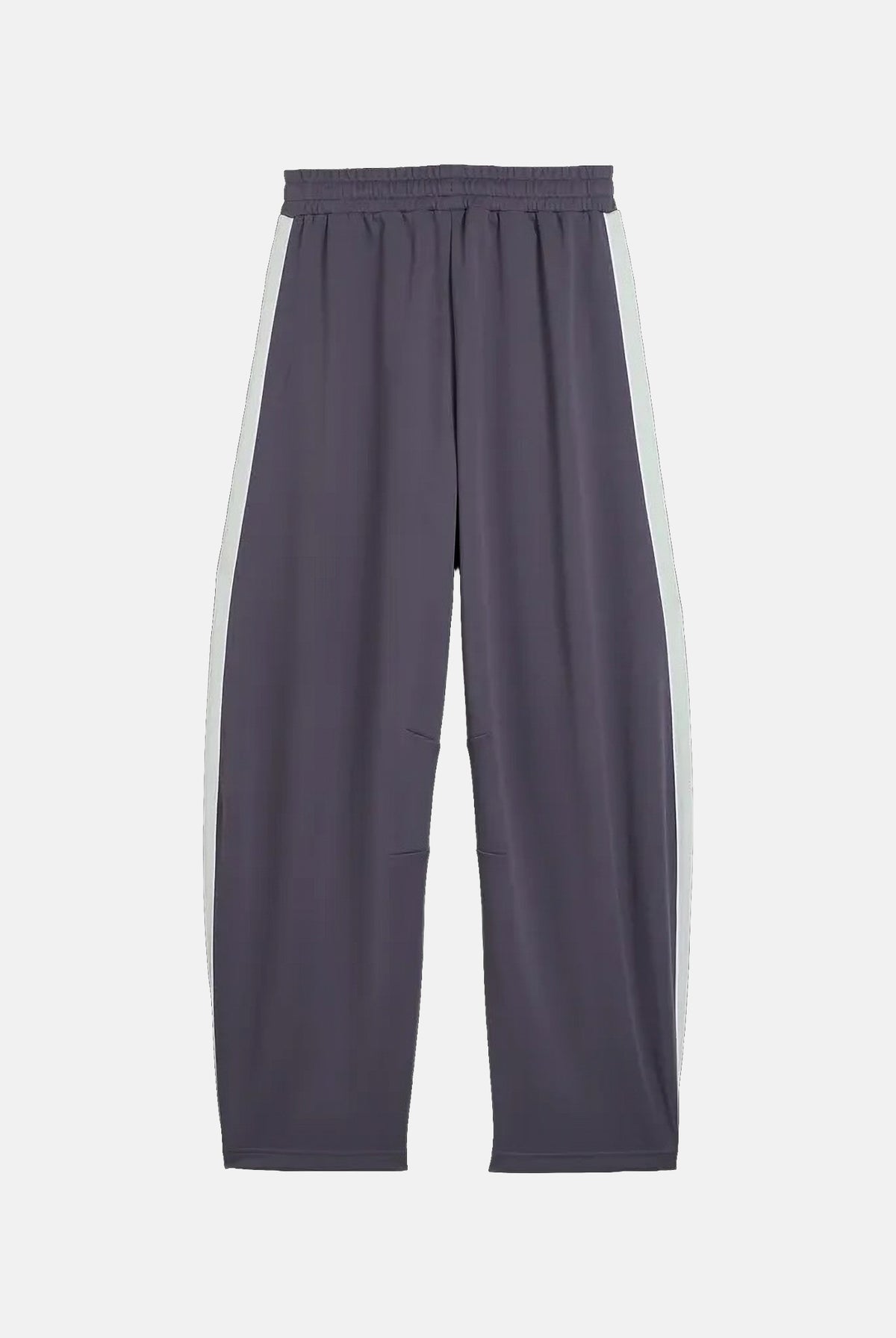 PUMA Pantalone DARE TO WOVEN grigio antracite per donna con bande laterali bianche, tasche zippate e gamba ampia. 636633 35 PUMA
