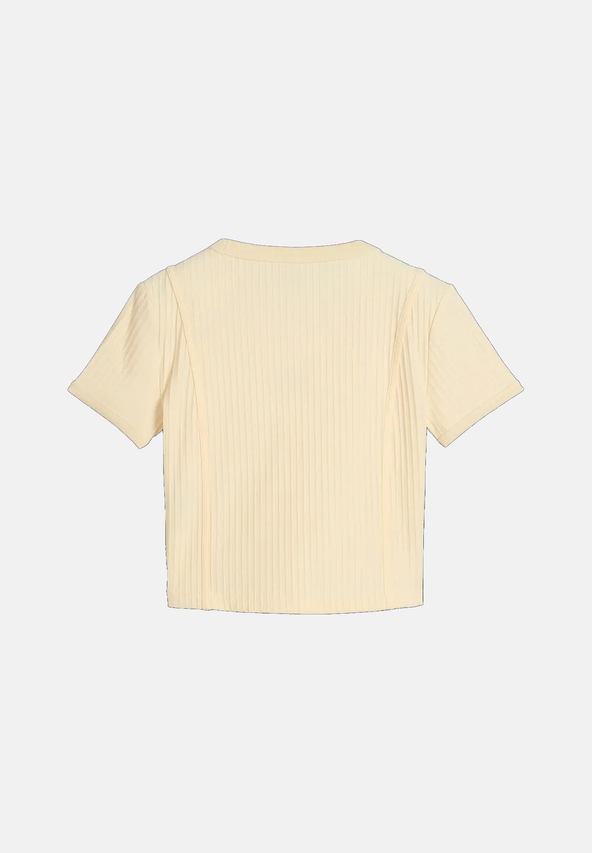 PUMA T-shirt manica corta PUMATECH giallo burro da donna con taglio cropped e logo Cat centrale. 636665 88 PUMA