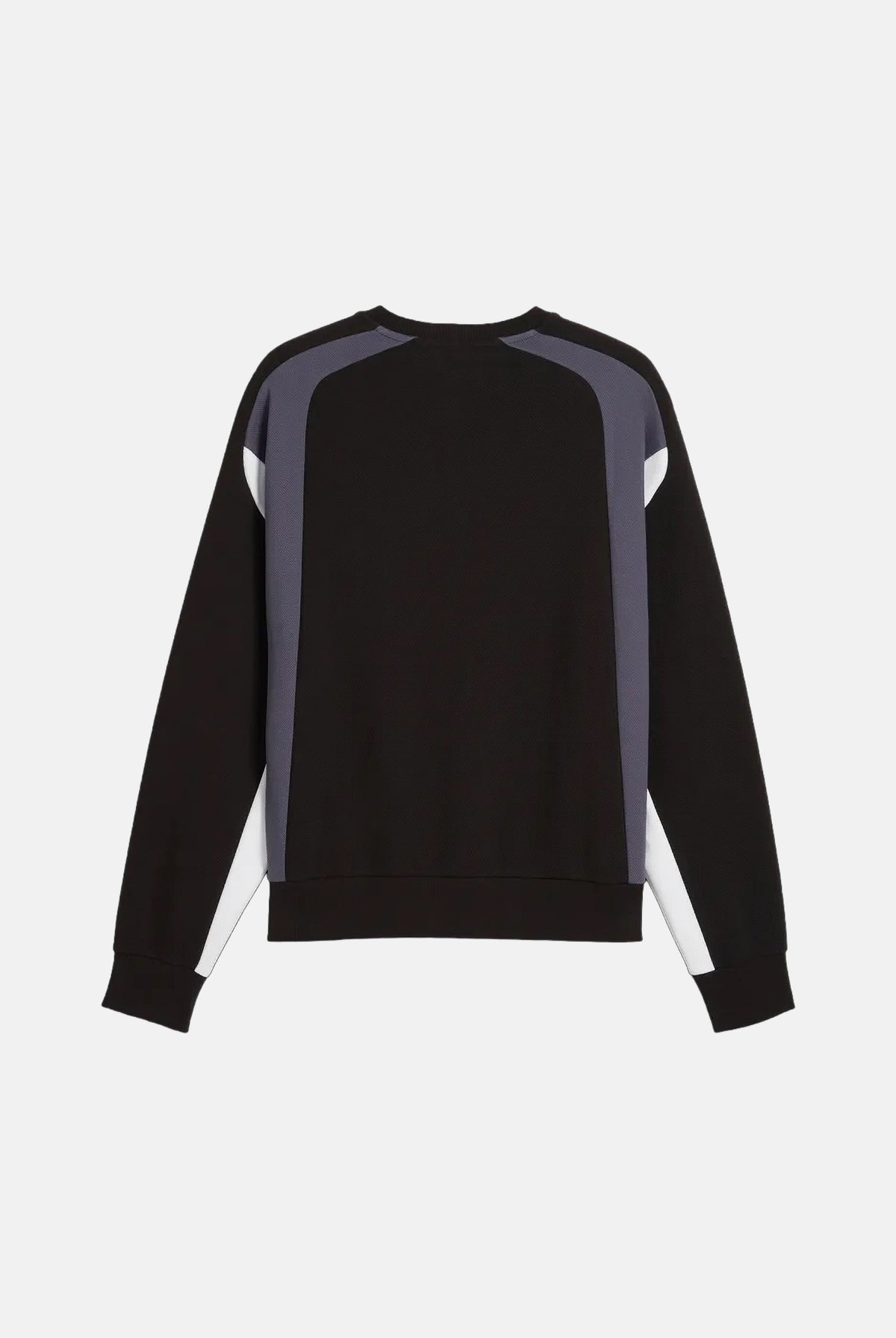 PUMA Felpa girocollo MOTO CREWNECK nera da uomo con dettagli color block, logo frontale 636723 01 PUMA
