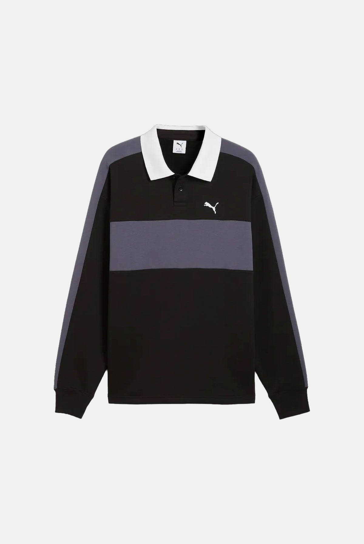 PUMA Polo CREWNECK nera per uomo con colletto a contrasto, patta con bottoni 636728 01 PUMA