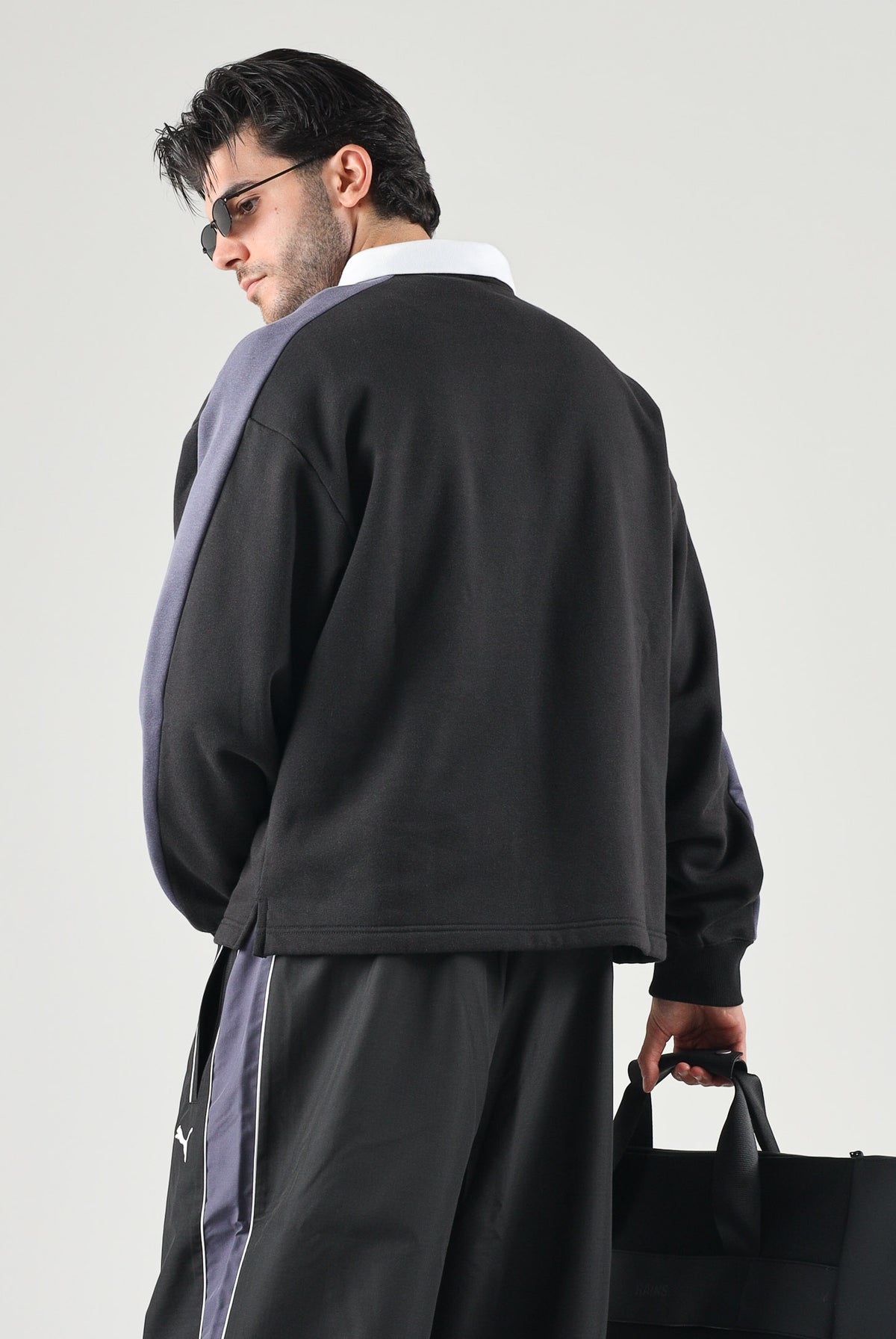 PUMA Polo CREWNECK nera per uomo con colletto a contrasto, patta con bottoni 636728 01 PUMA