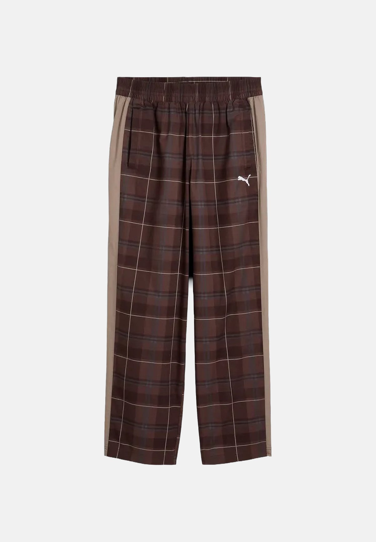 PUMA Pantalone PLAID TRACK PANTS marrone per uomo con fantasia tartan, bande laterali tono su tono 636732 33 PUMA