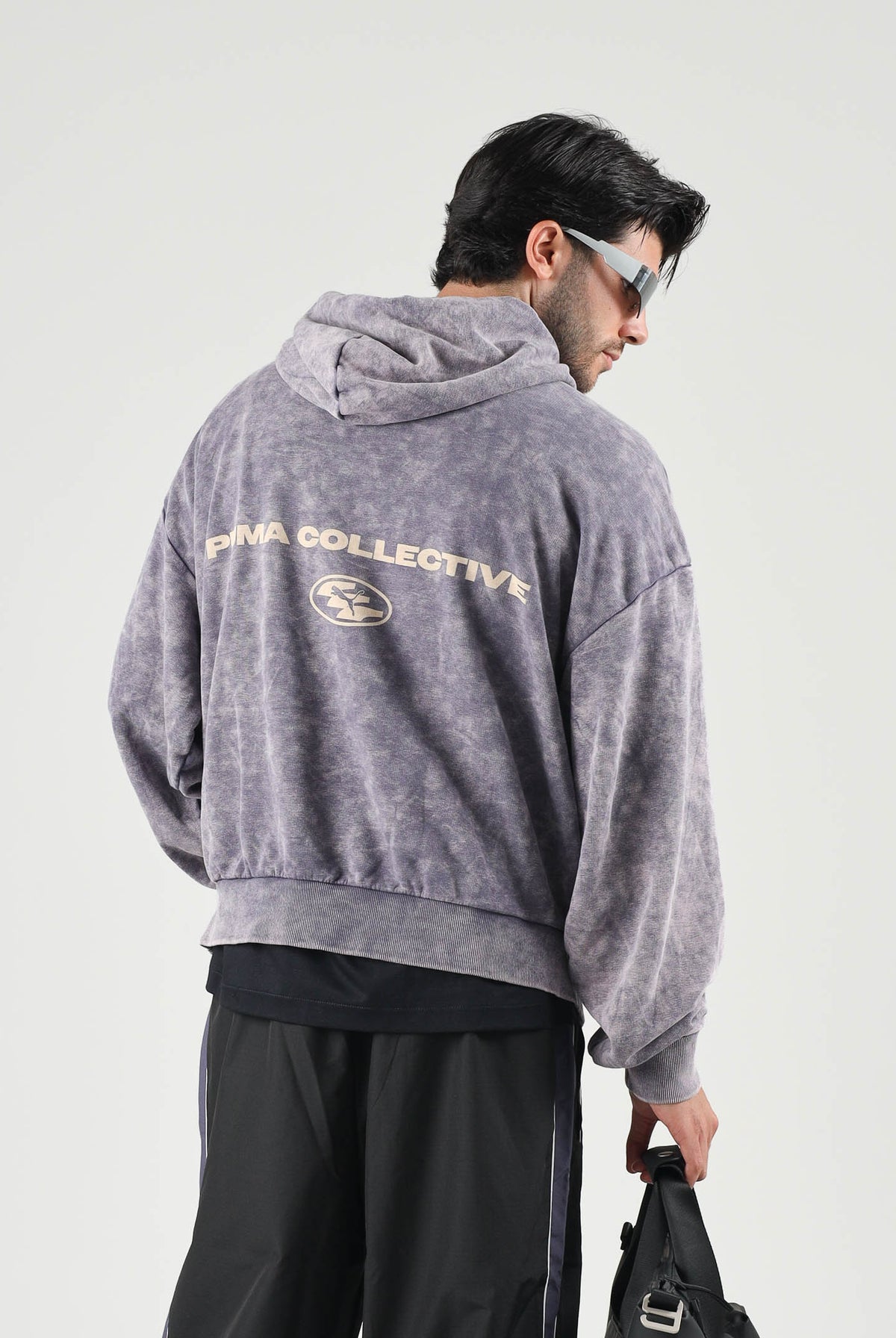 PUMA Felpa con cappuccio DARE TO WASHED viola per uomo e donna con fantasia lavaggio vintage 638738 35 PUMA