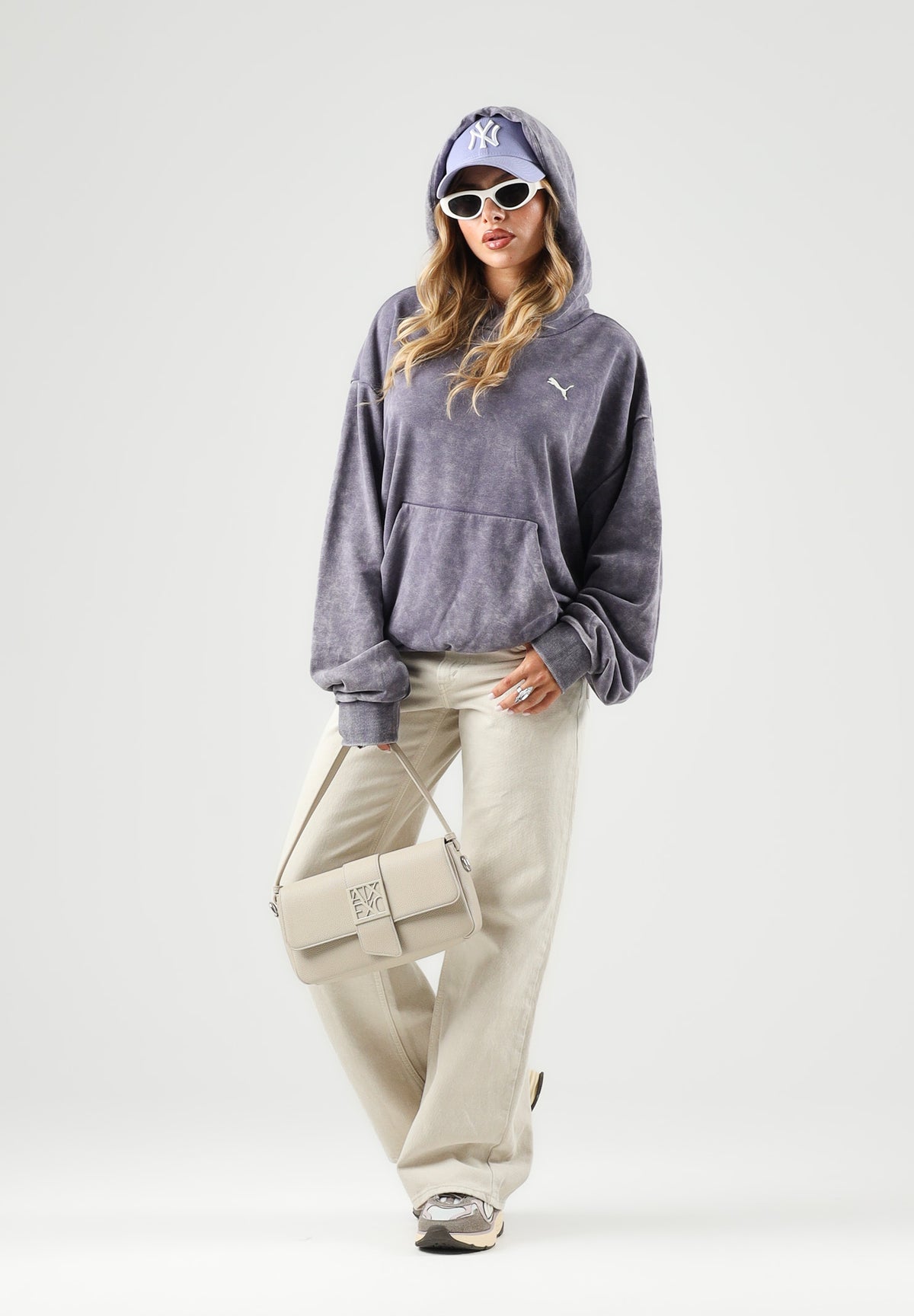 PUMA Felpa con cappuccio DARE TO WASHED viola per uomo e donna con fantasia lavaggio vintage 638738 35 PUMA