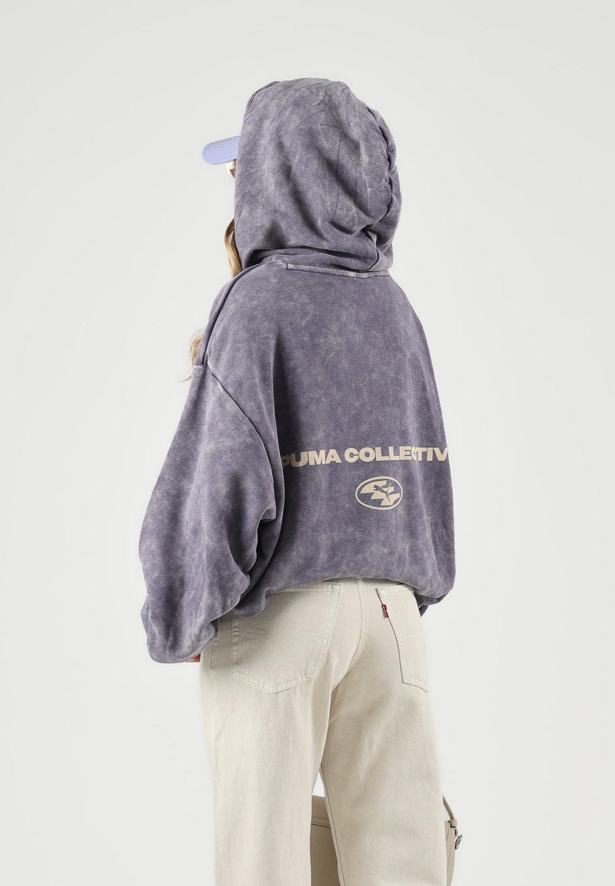 PUMA Felpa con cappuccio DARE TO WASHED viola per uomo e donna con fantasia lavaggio vintage 638738 35 PUMA