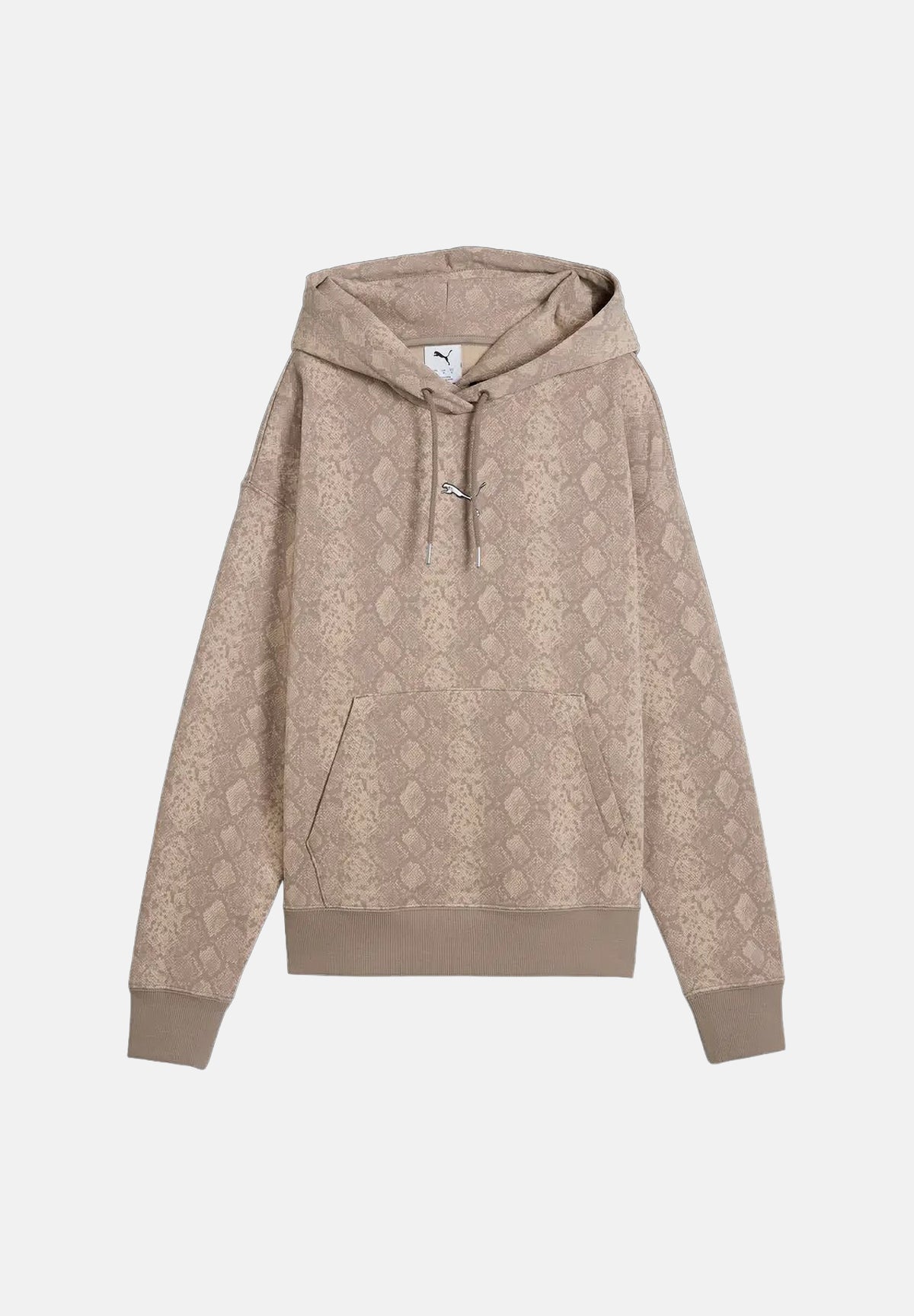 PUMA Felpa con cappuccio CLASSICS beige per donna con trama animalier pitonata 638748 81 PUMA