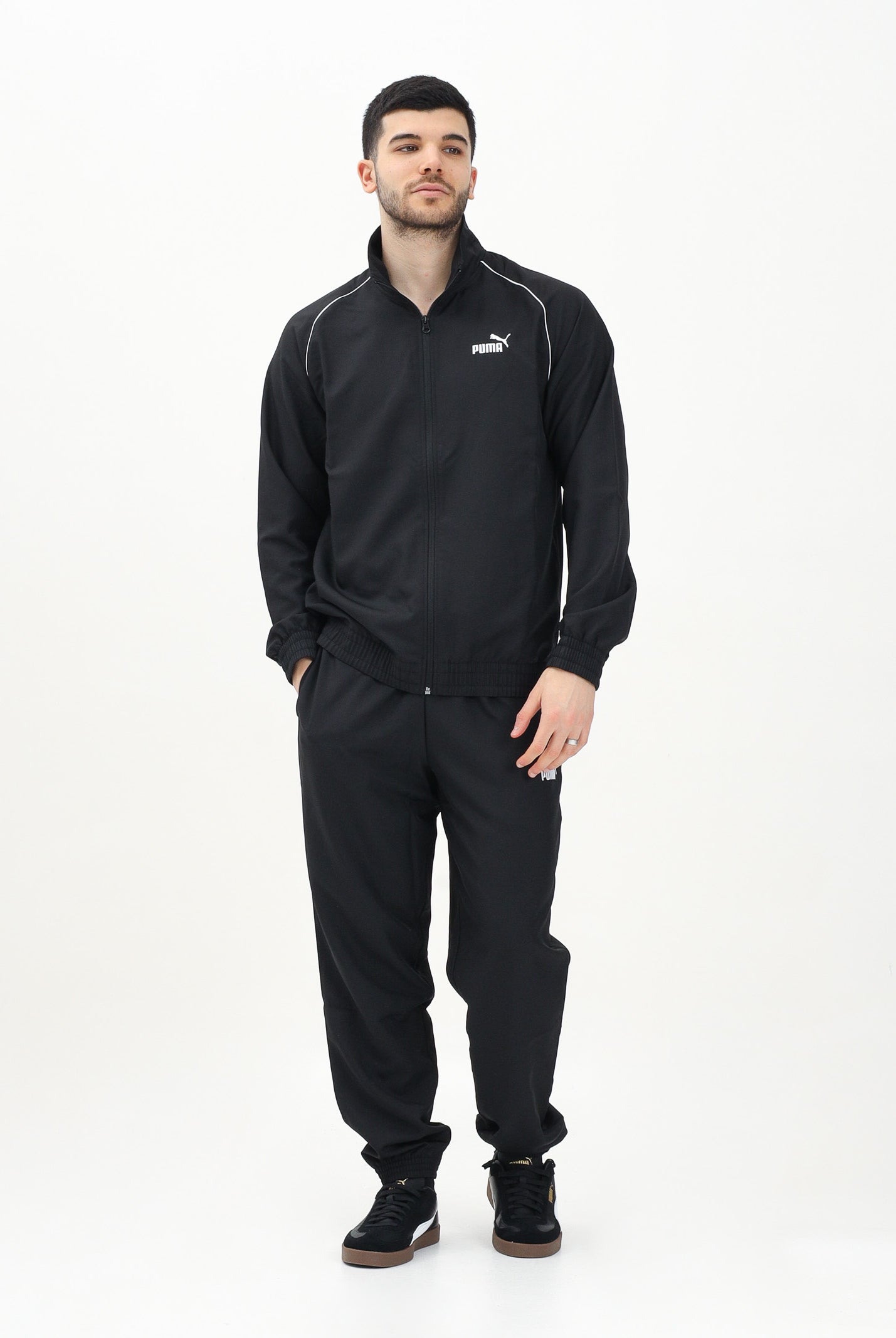 PUMA Tuta nera da uomo con piping intrecciato 684849 01 PUMA