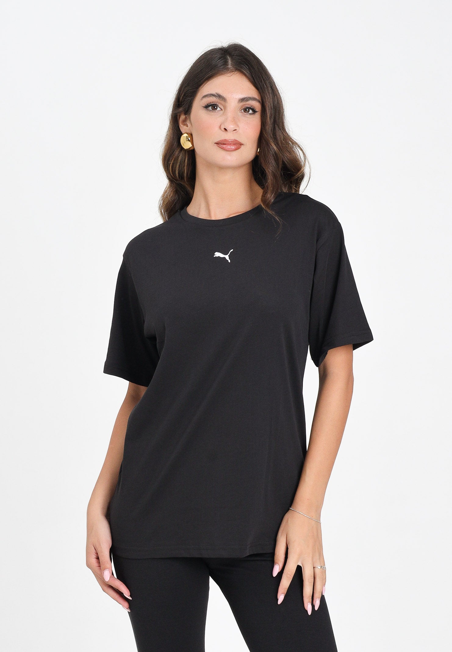 PUMA T-shirt a manica corta ESS Relaxed nera da donna 684971 01 PUMA