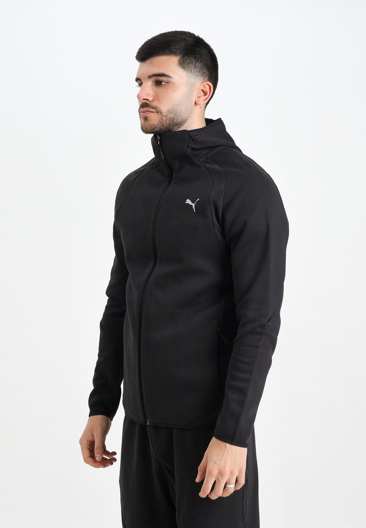 PUMA Felpa con zip Evostripe nera da uomo 688231 01 PUMA