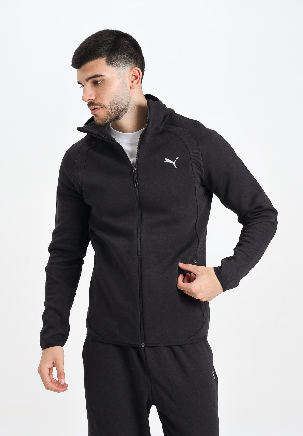 PUMA Felpa con zip Evostripe nera da uomo 688231 01 PUMA