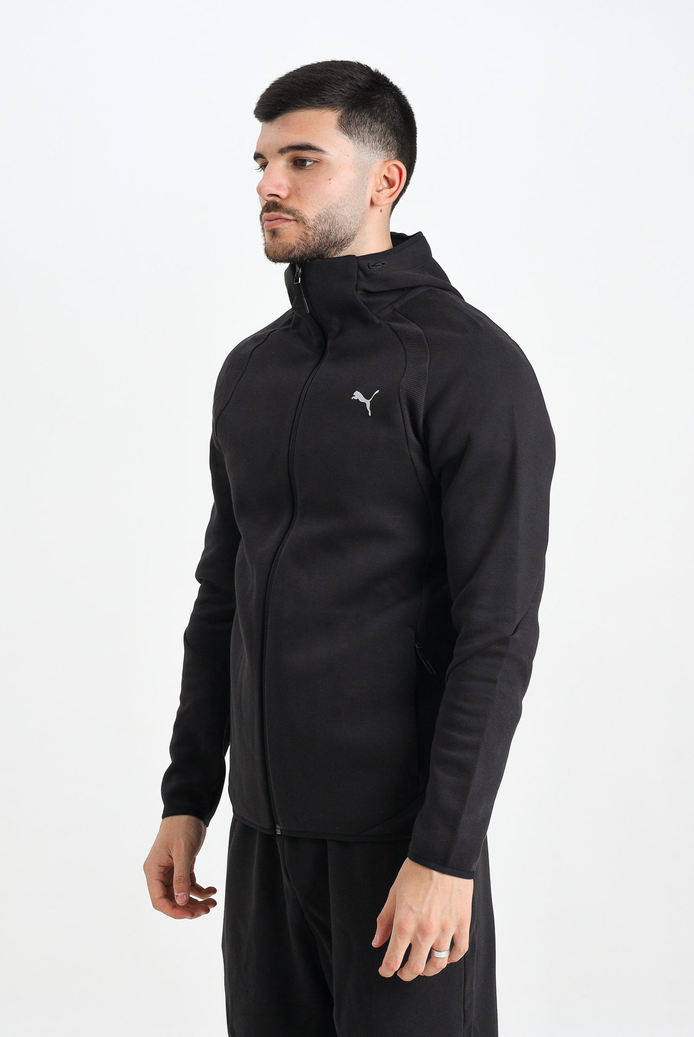 PUMA Felpa con zip Evostripe nera da uomo 688231 01 PUMA