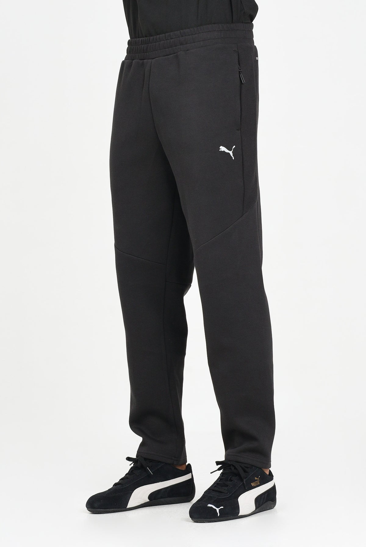 PUMA Pantaloni sportivi EVOSTRIPE neri da uomo con mini logo<BR/> 688234 01 PUMA