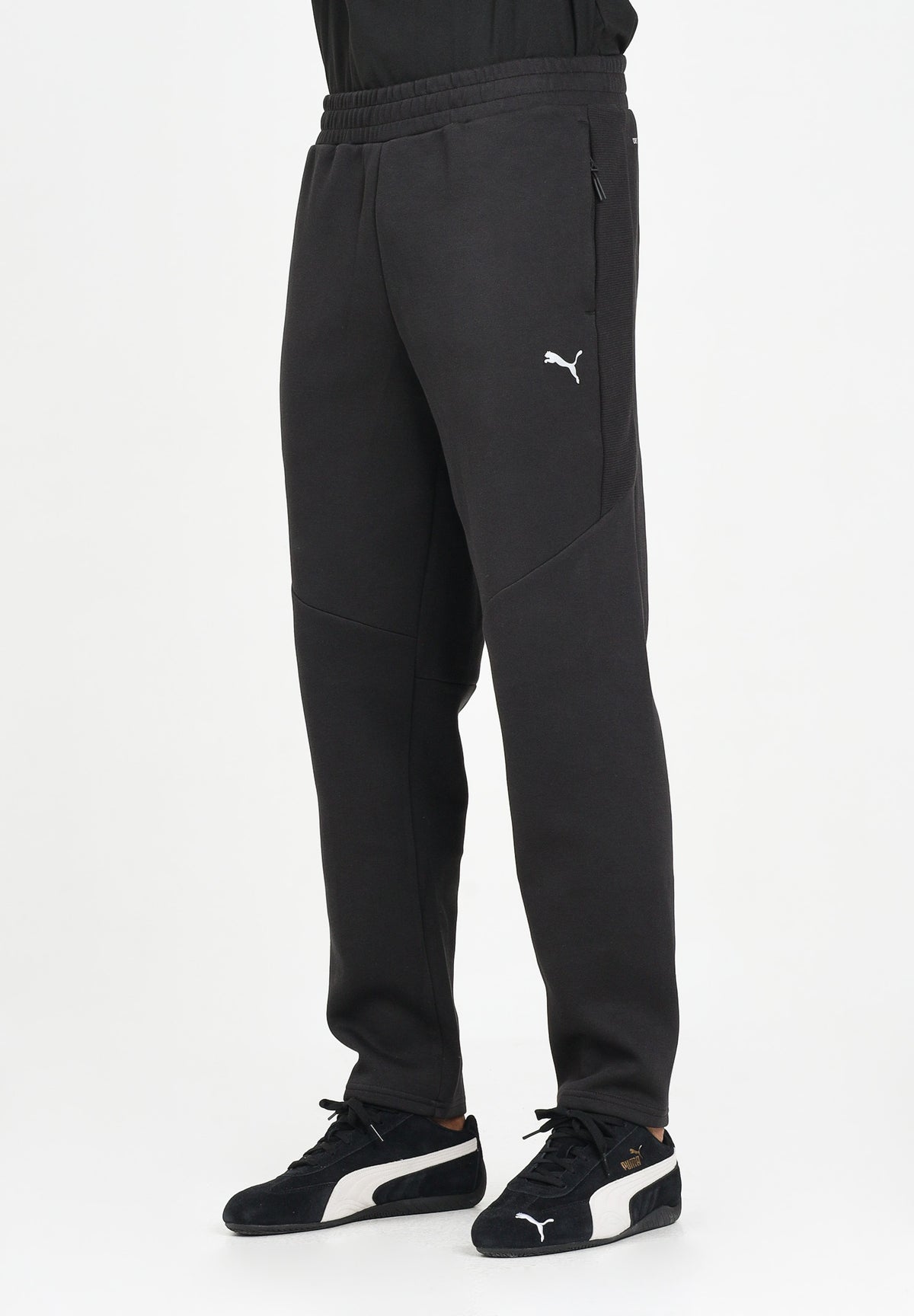 PUMA Pantaloni sportivi EVOSTRIPE neri da uomo con mini logo<BR/> 688234 01 PUMA