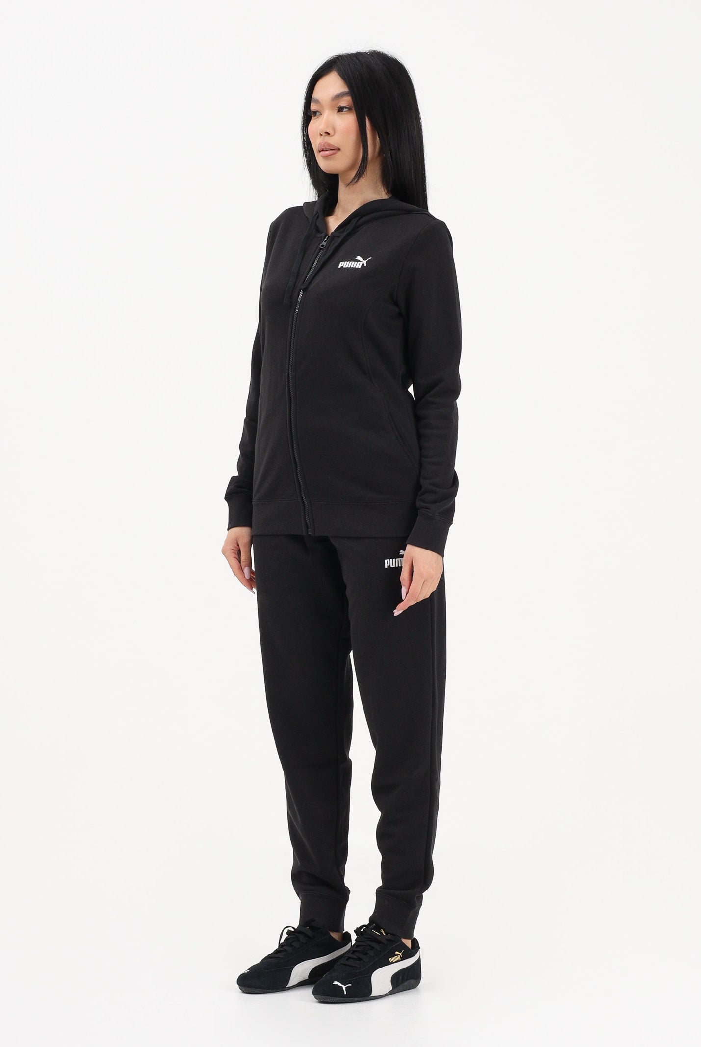 PUMA Tuta nera da donna con logo 691902 01 PUMA