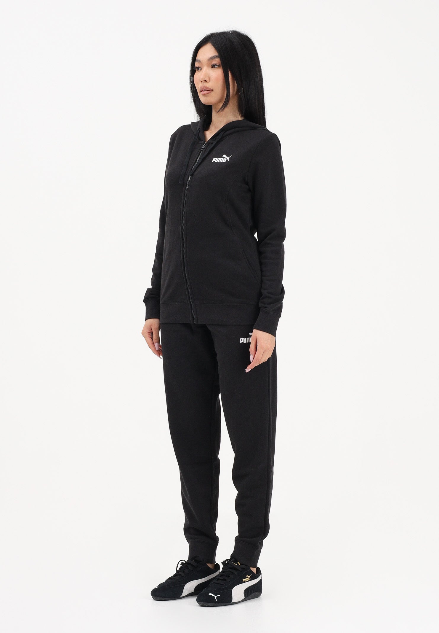 PUMA Tuta nera da donna con logo 691902 01 PUMA